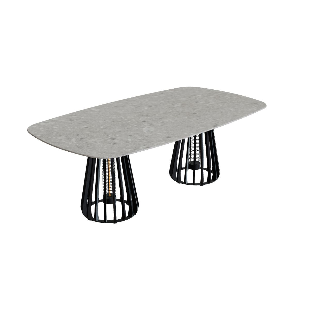 Royal Botania Furniz Tisch oval 220 x 120 cm, Esstisch, Gestell anthrazit, Keramik grau gemustert (Ceppo Dolomitica)