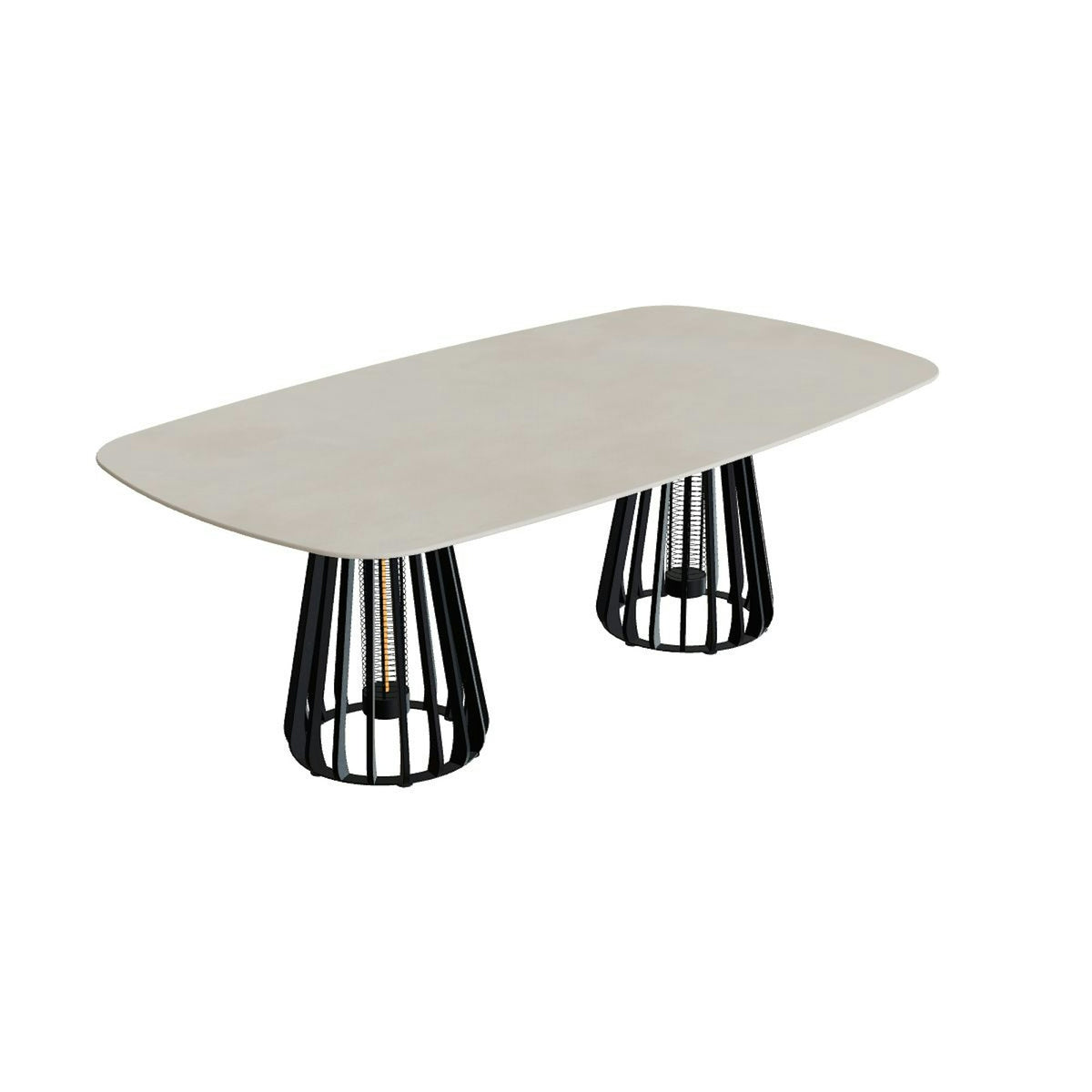 Royal Botania Furniz Tisch oval 220 x 120 cm – Esstisch, H 75 cm · anthrazit · Keramik zementgrau (Cemento Luminoso)