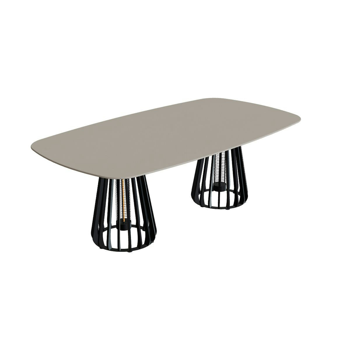 Royal Botania Furniz Tisch oval 220 x 120 cm – Esstisch, H 75 cm · anthrazit · Keramik perlgrau (Pearl Grey)