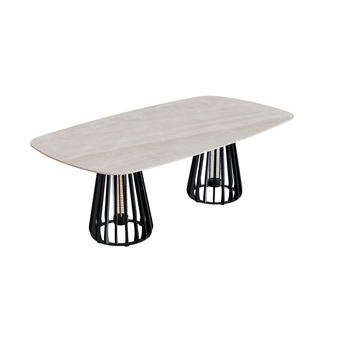 Royal Botania Furniz Tisch oval 220 x 120 cm, Esstisch, Gestell anthrazit, Keramik grau-braun geädert (Strato Quartz)