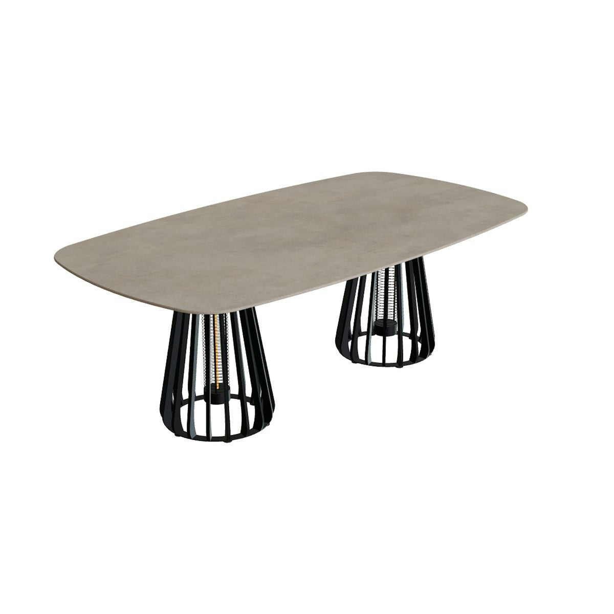 Royal Botania Furniz Tisch oval 220 x 120 cm – Esstisch, H 75 cm · anthrazit · Keramik graubraun (Terra Sabbia)