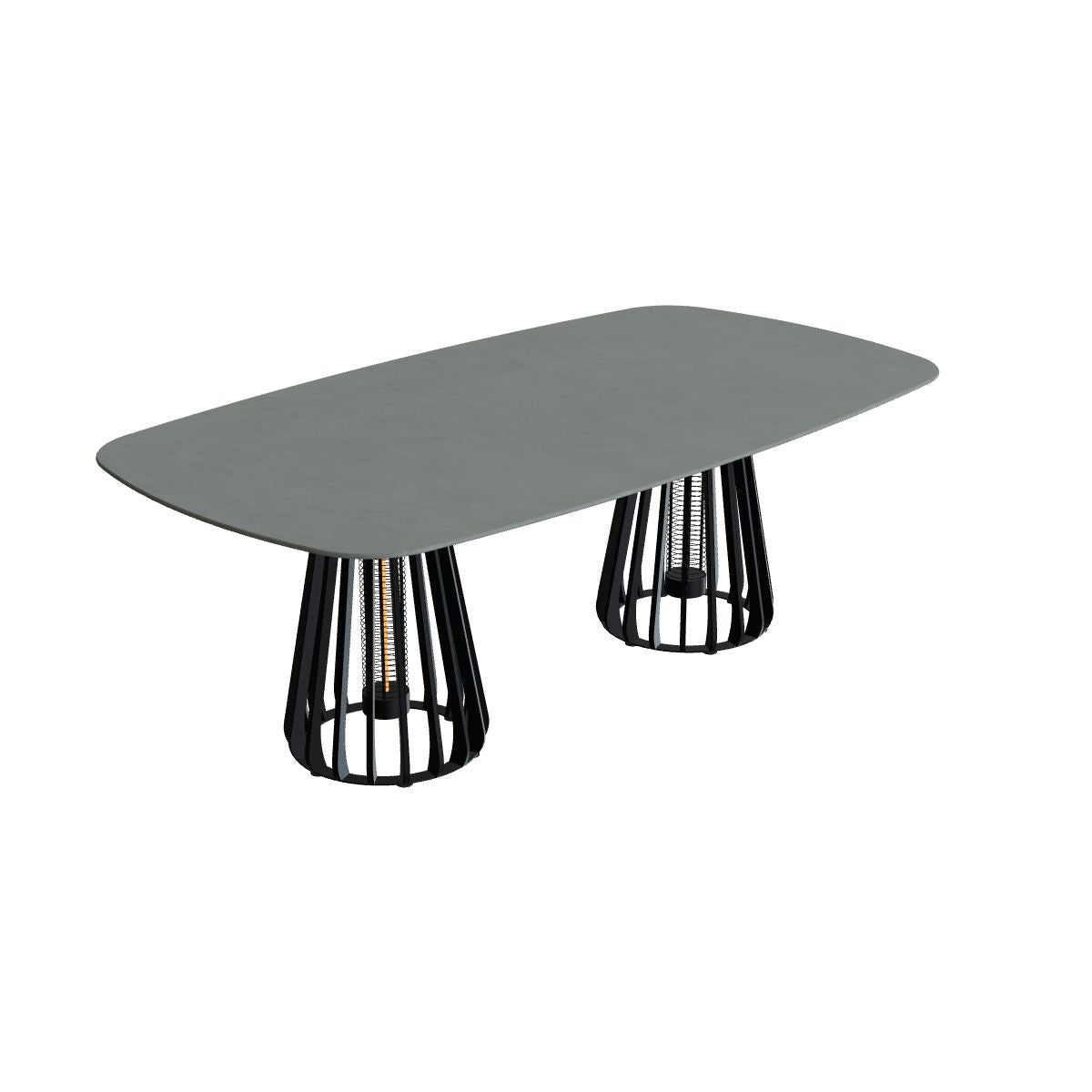 Royal Botania Furniz Tisch oval 220 x 120 cm, Esstisch, Gestell anthrazit, Keramik steingrün (Verdezza Amazon)
