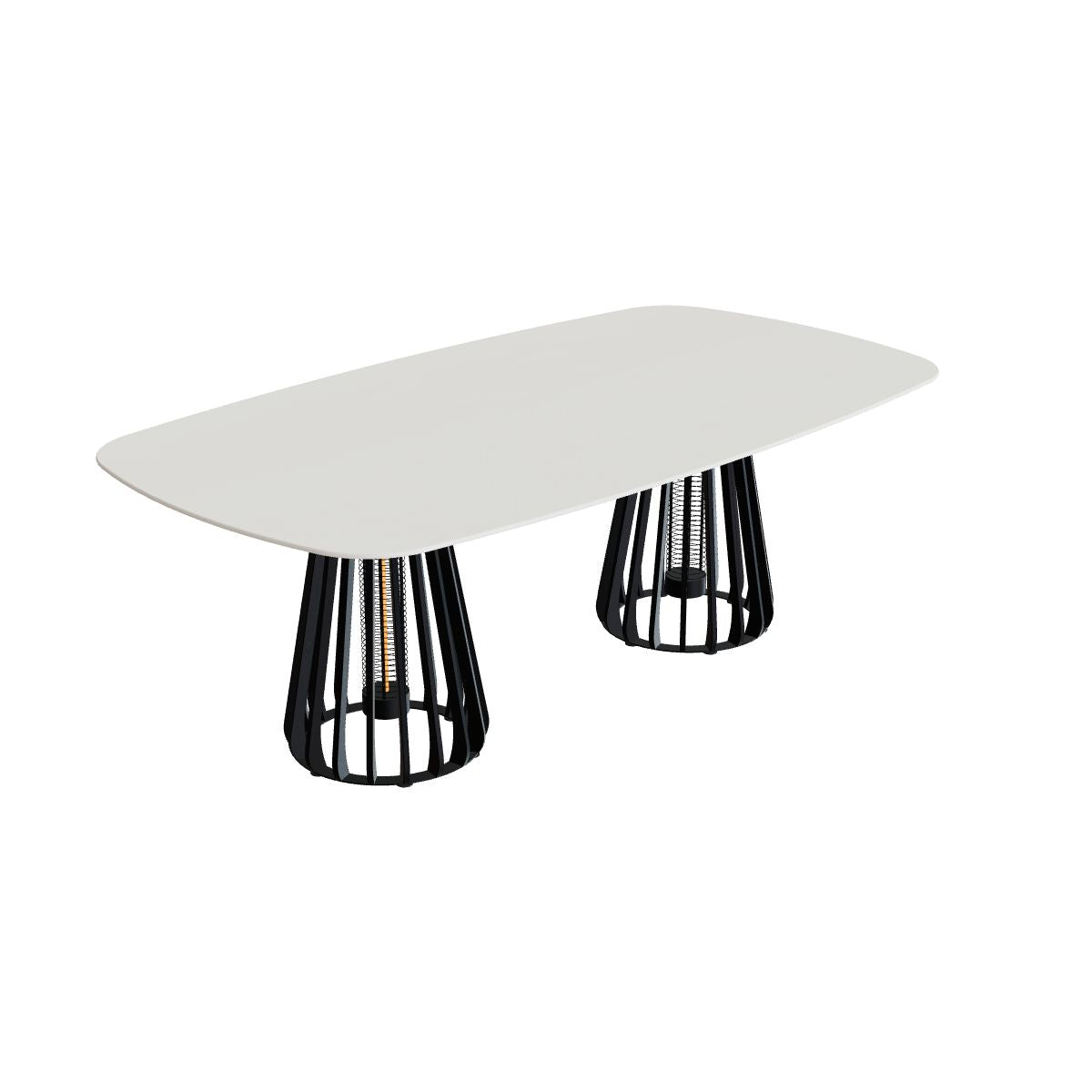 Royal Botania Furniz Tisch oval 220 x 120 cm, Esstisch, Gestell anthrazit, Keramik weiß (white)