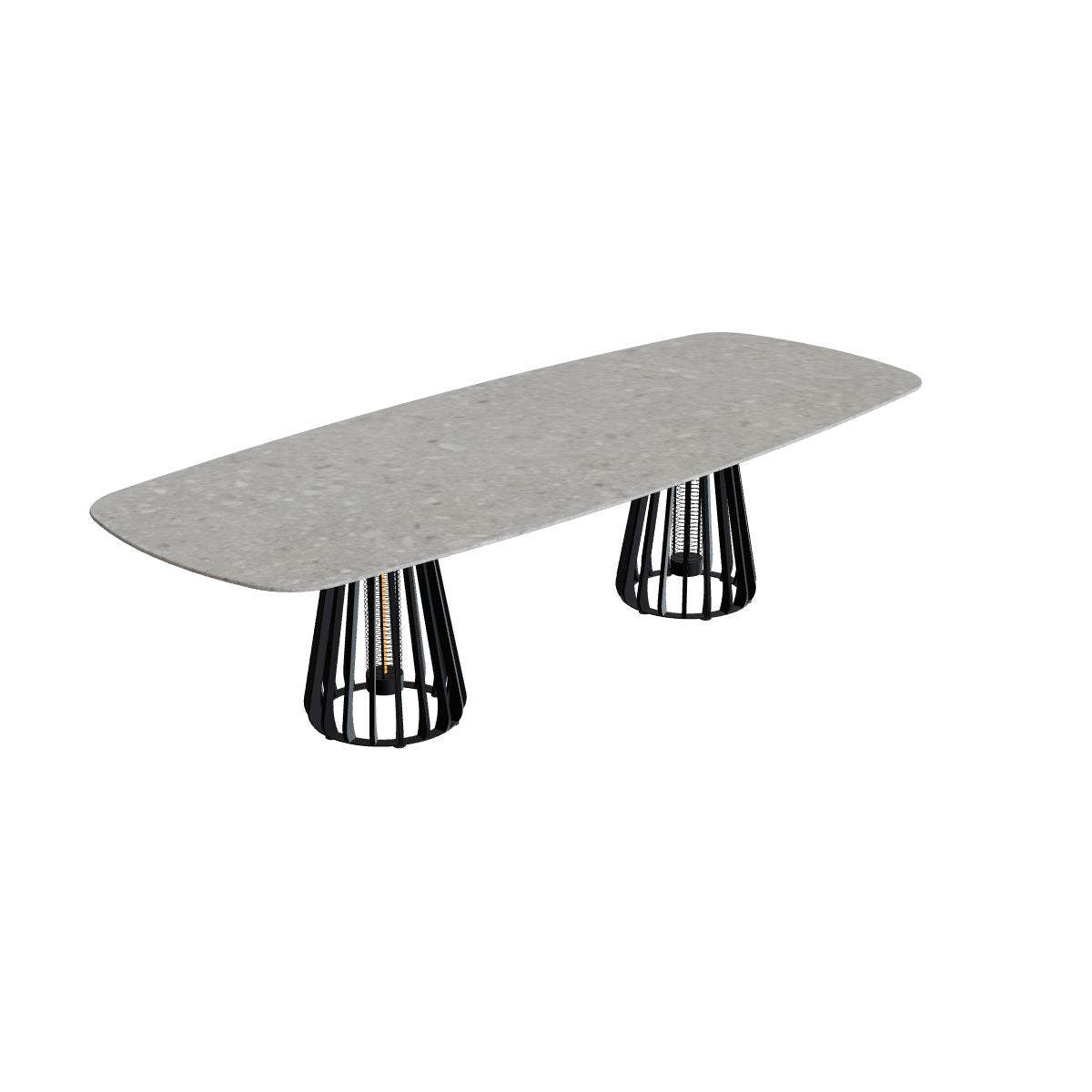 Royal Botania Furniz Tisch oval 300 x 120 cm, Esstisch, Gestell anthrazit, Keramik grau gemustert (Ceppo Dolomitica)