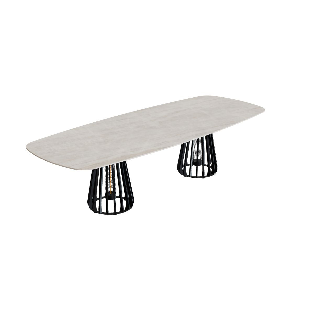 Royal Botania Furniz Tisch oval 300 x 120 cm, Esstisch, Gestell anthrazit, Keramik grau-braun geädert (Strato Quartz)