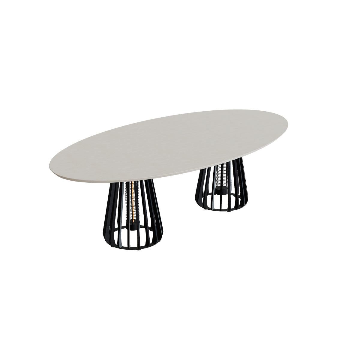 Royal Botania Furniz Tisch Ellipse 250 x 130 cm, Esstisch, Gestell anthrazit, Beton sand (desert)