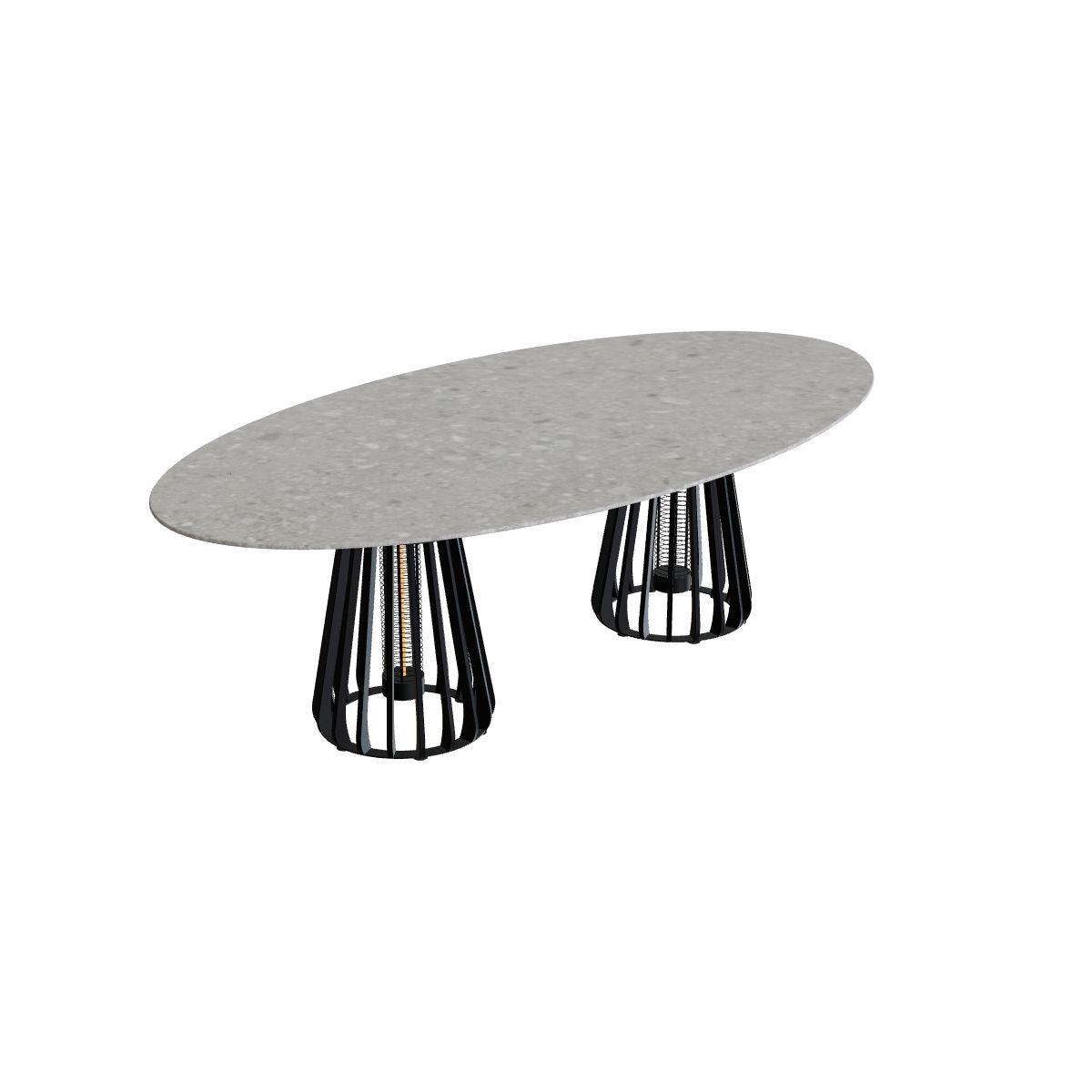 Royal Botania Furniz Tisch Ellipse 250 x 130 cm, Esstisch, Gestell anthrazit, Keramik grau gemustert (Ceppo Dolomitica)