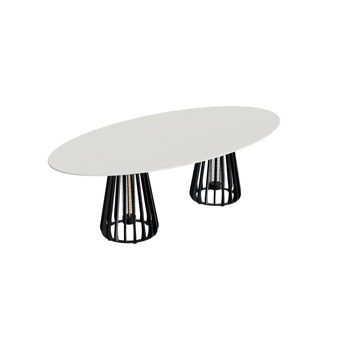 Royal Botania Furniz Tisch Ellipse 250 x 130 cm, Esstisch, Gestell anthrazit, Keramik weiß (white)