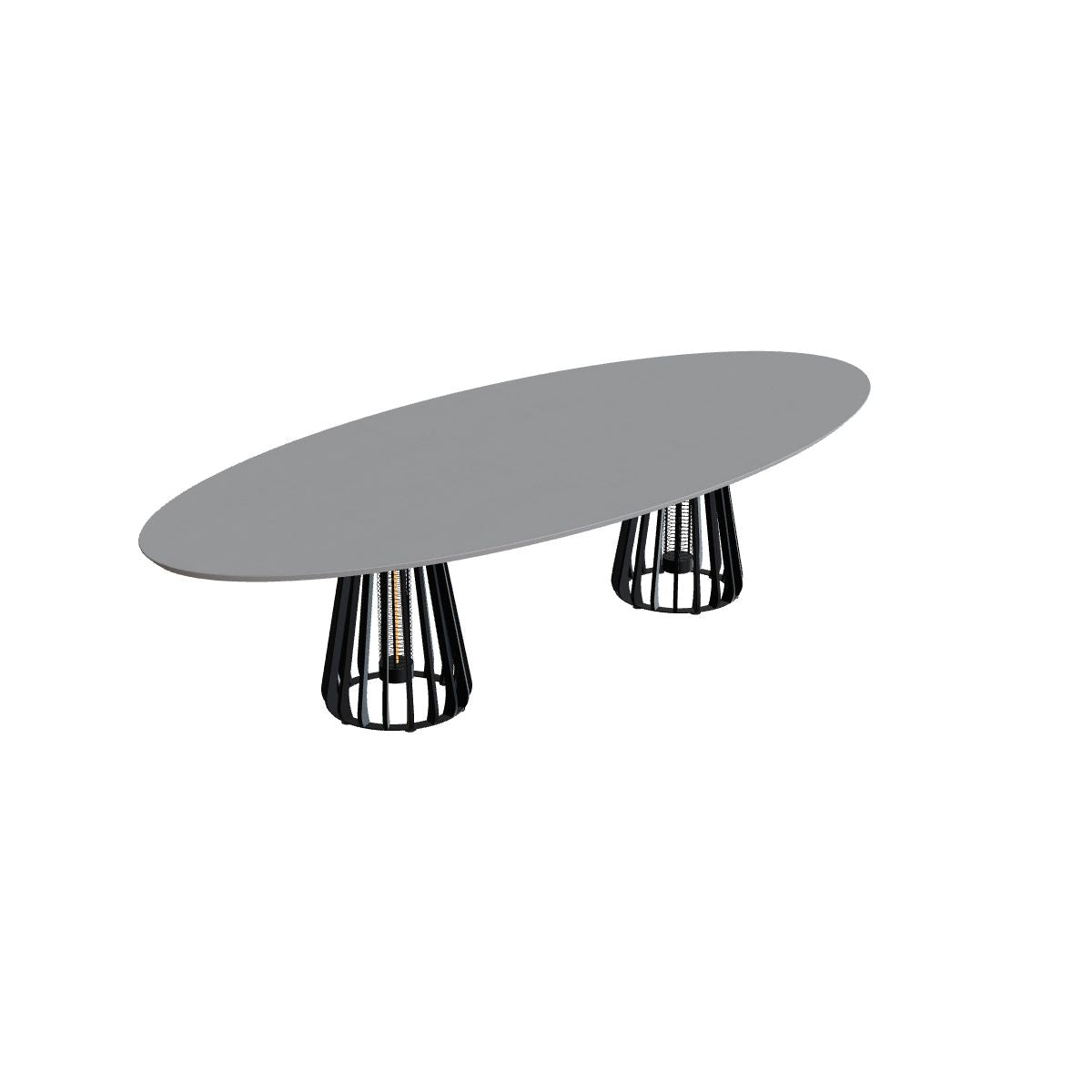 Royal Botania Furniz Tisch Ellipse 320 x 140 cm, Esstisch, Gestell anthrazit, Beton zementgrau (cement grey)