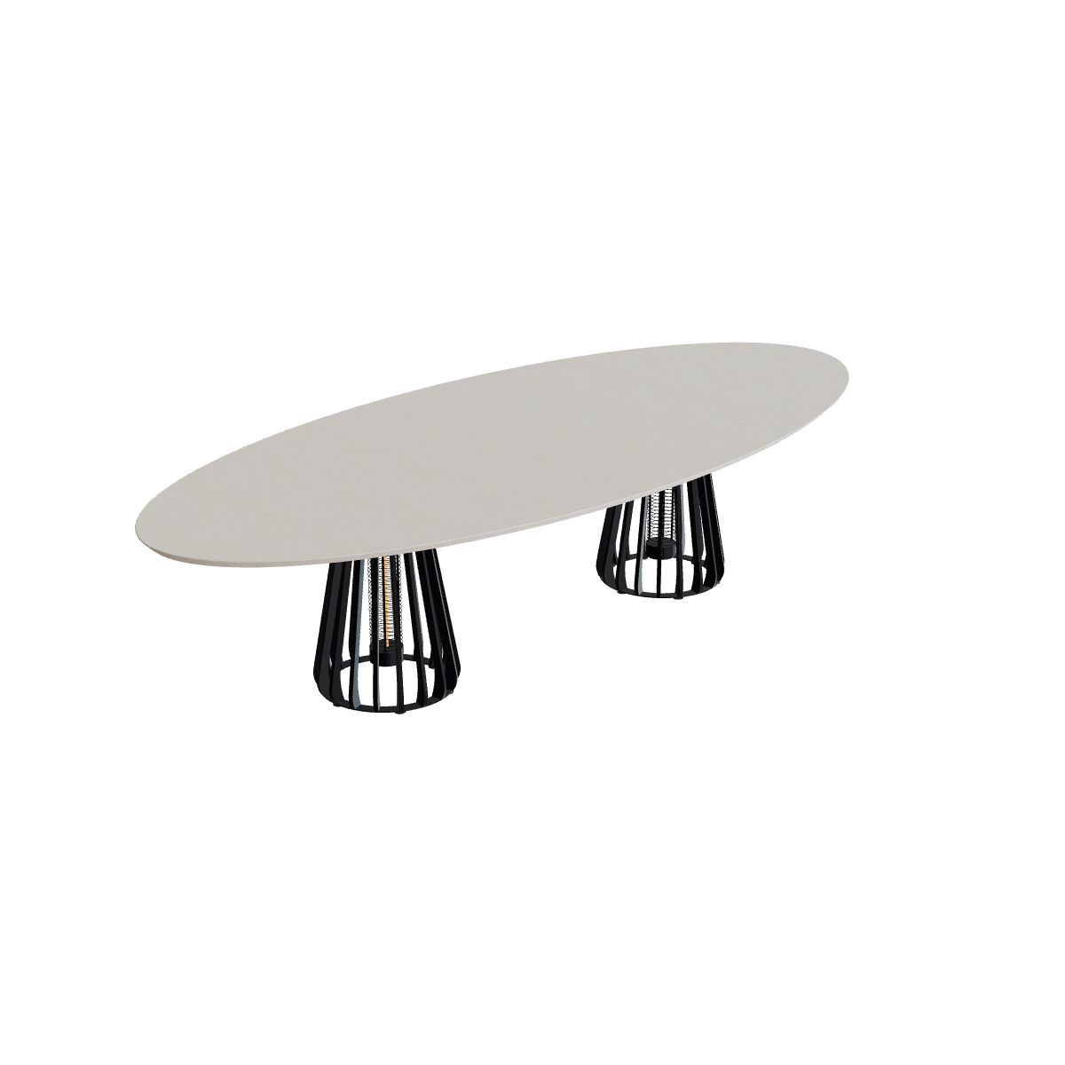Royal Botania Furniz Tisch Ellipse 320 x 140 cm, Esstisch, Gestell anthrazit, Beton sand (desert)