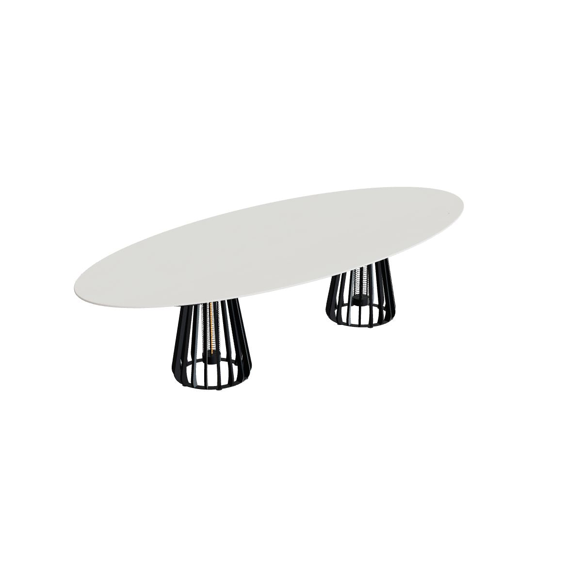 Royal Botania Furniz Tisch Ellipse 320 x 140 cm, Esstisch, Gestell anthrazit, Keramik weiß (white)