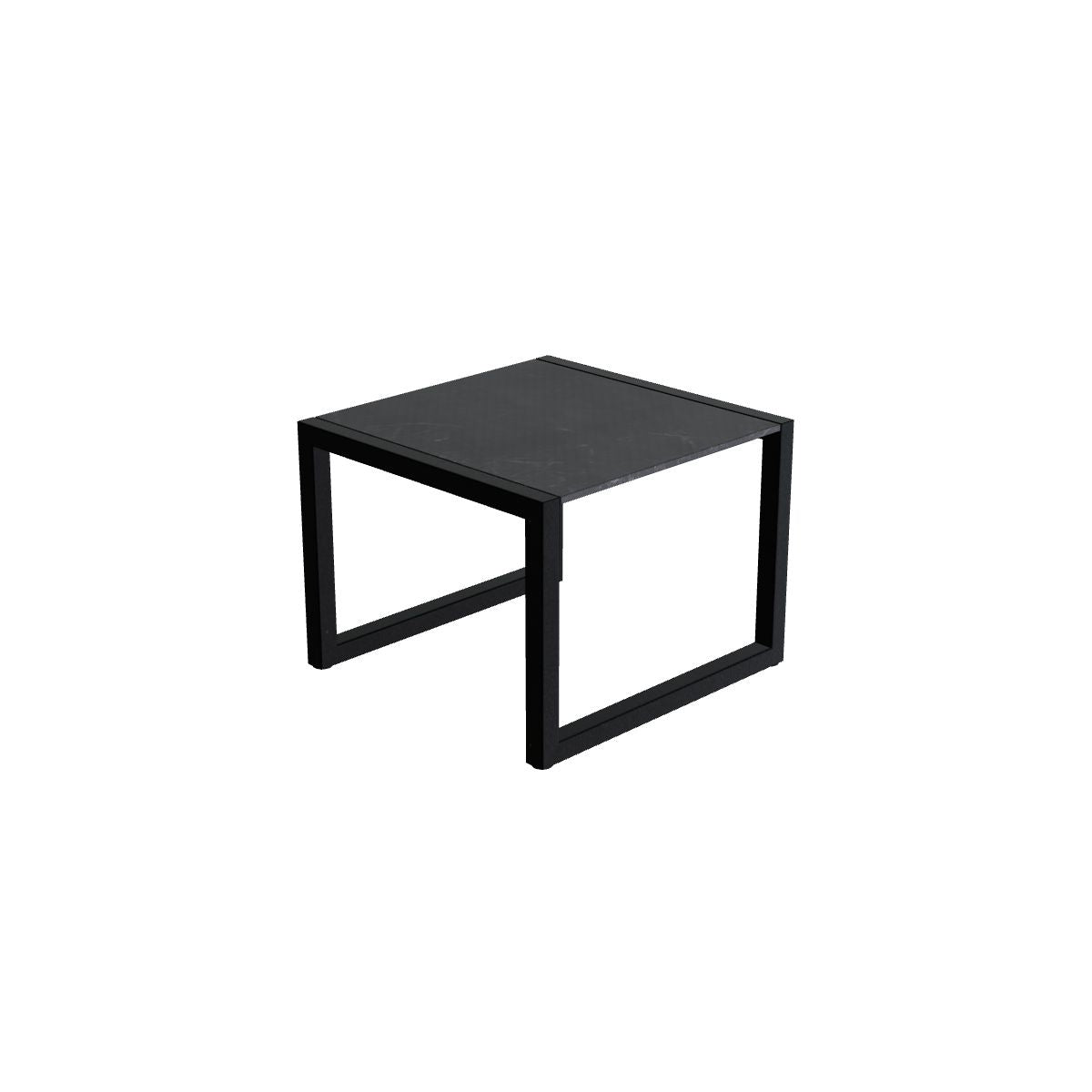 Royal Botania Ninix Beistelltisch 50 cm, Gestell anthrazit, Keramik schwarz geädert (Nero Marquina)