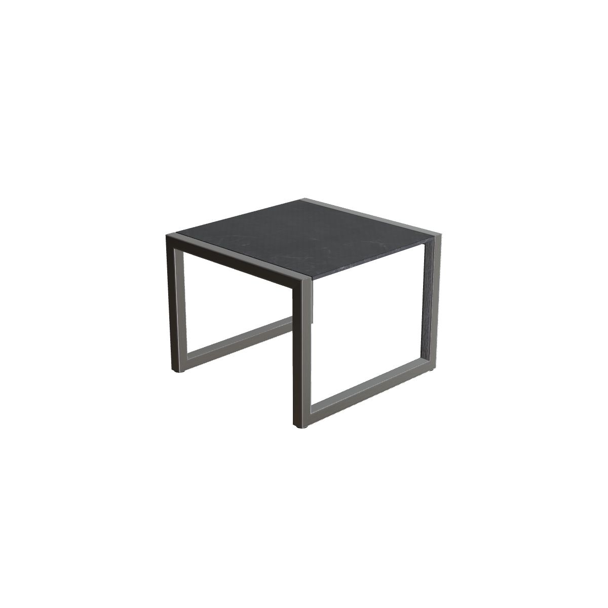 Royal Botania Ninix Beistelltisch 50 cm, Gestell Edelstahl gebürstet, Keramik schwarz geädert (Nero Marquina)