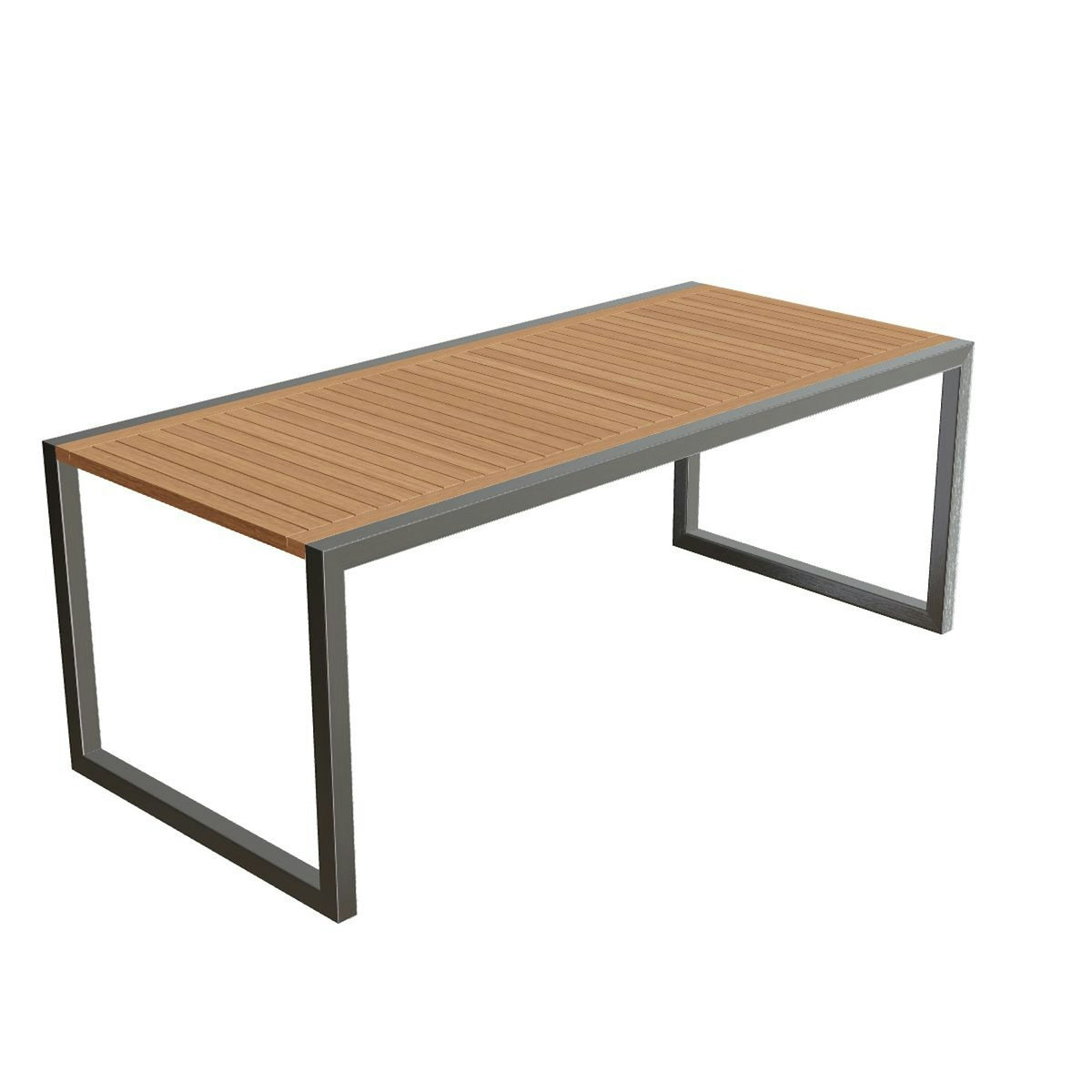 Royal Botania Ninix Tisch 200 x 90 cm – Edelstahl gebürstet · Teak