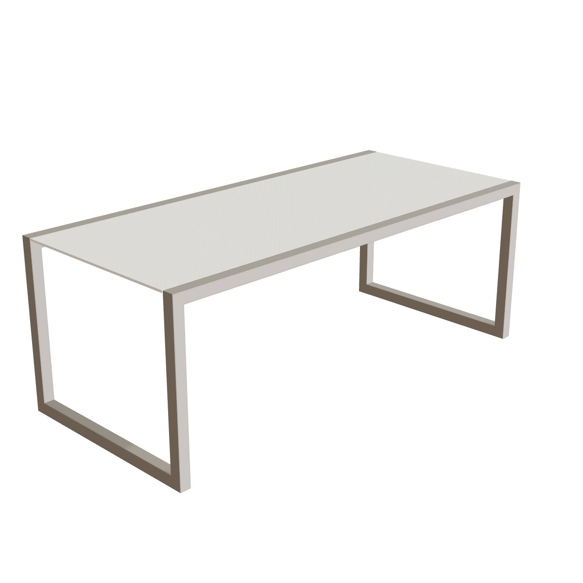 Royal Botania Ninix Tisch 200 x 90 cm, Gestell pebble, Keramik weiß (white)