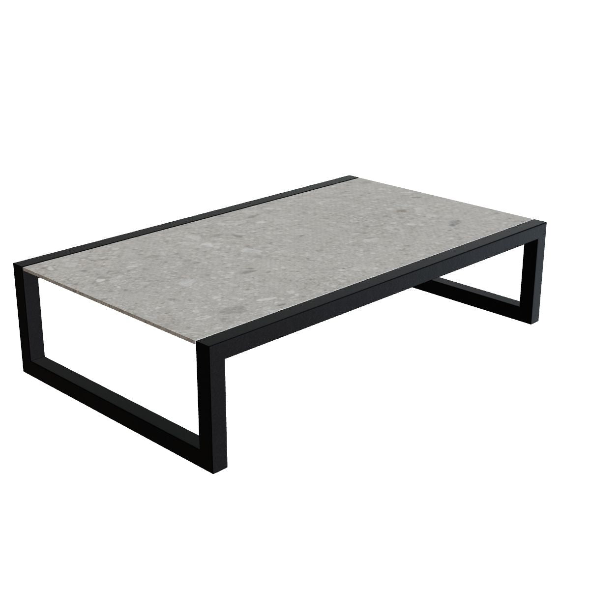 Royal Botania Ninix Loungetisch 150 x 90 cm, Gestell anthrazit, Keramik grau gemustert (Ceppo Dolomitica)