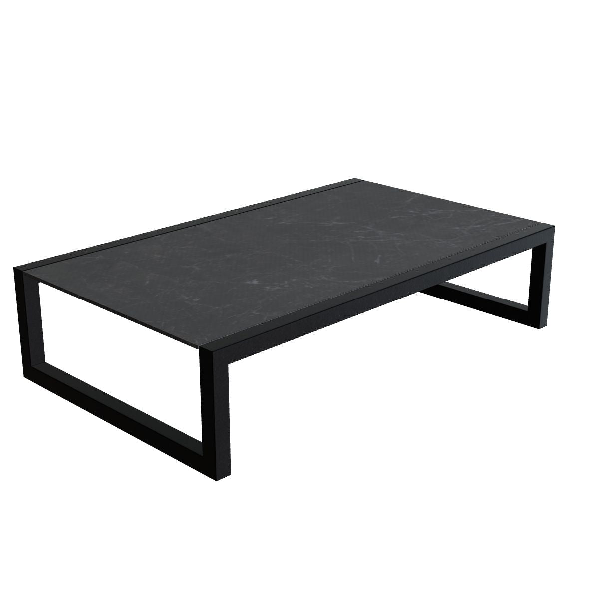 Royal Botania Ninix Loungetisch 150 x 90 cm, Gestell anthrazit, Keramik schwarz geädert (Nero Marquina)