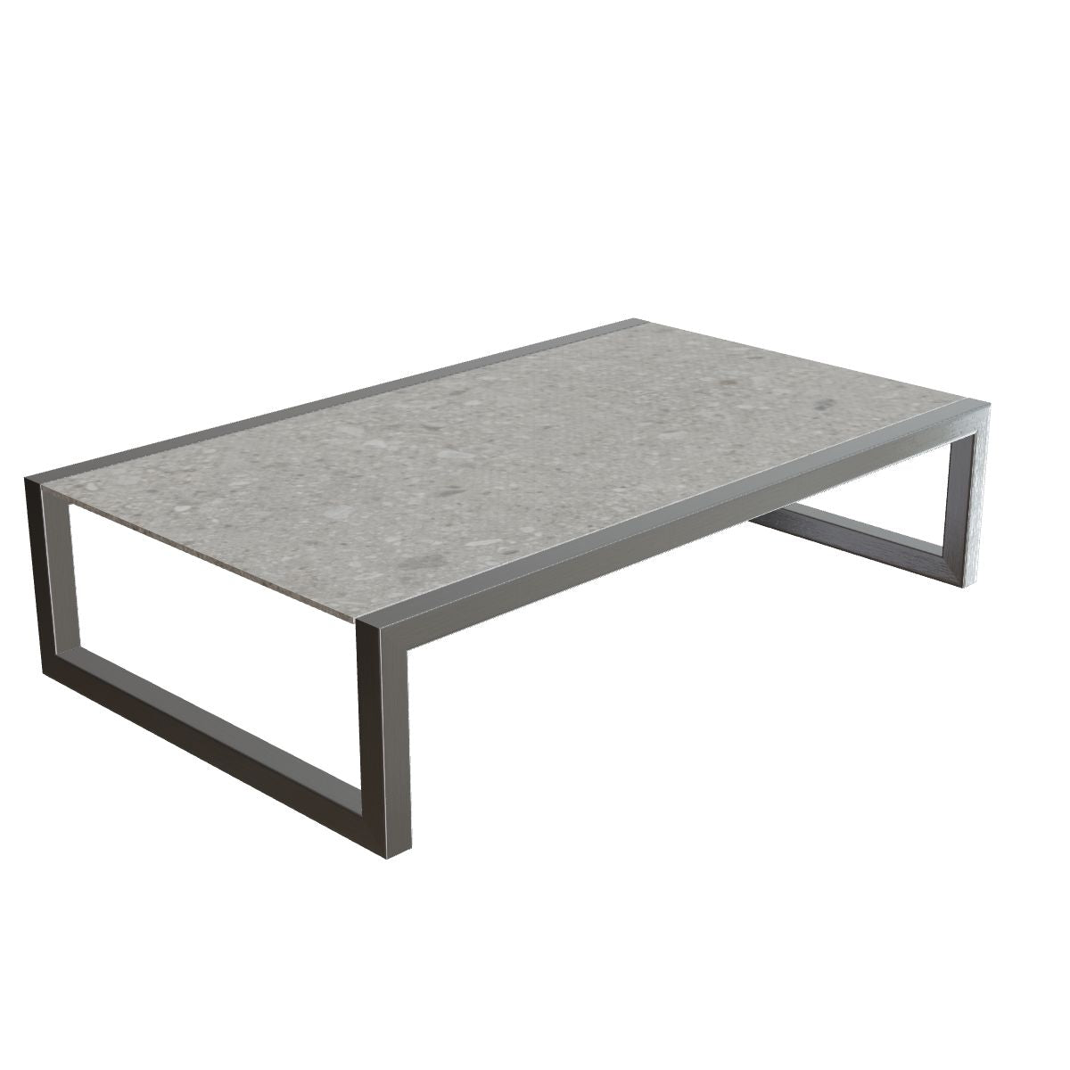 Royal Botania Ninix Loungetisch 150 x 90 cm, Gestell Edelstahl gebürstet, Keramik grau gemustert (Ceppo Dolomitica)