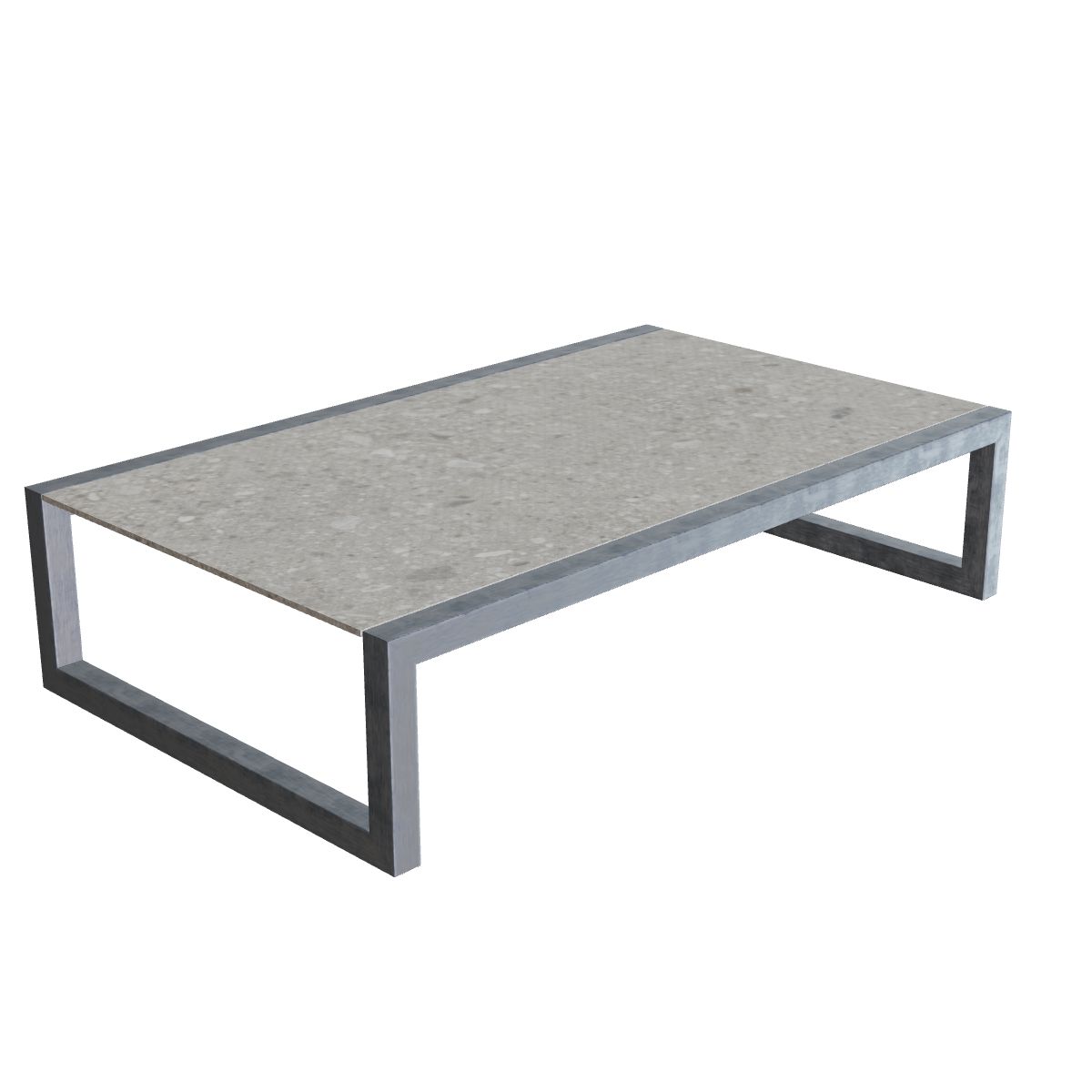 Royal Botania Ninix Loungetisch 150 x 90 cm, Gestell Edelstahl elektropoliert, Keramik grau gemustert (Ceppo Dolomitica)