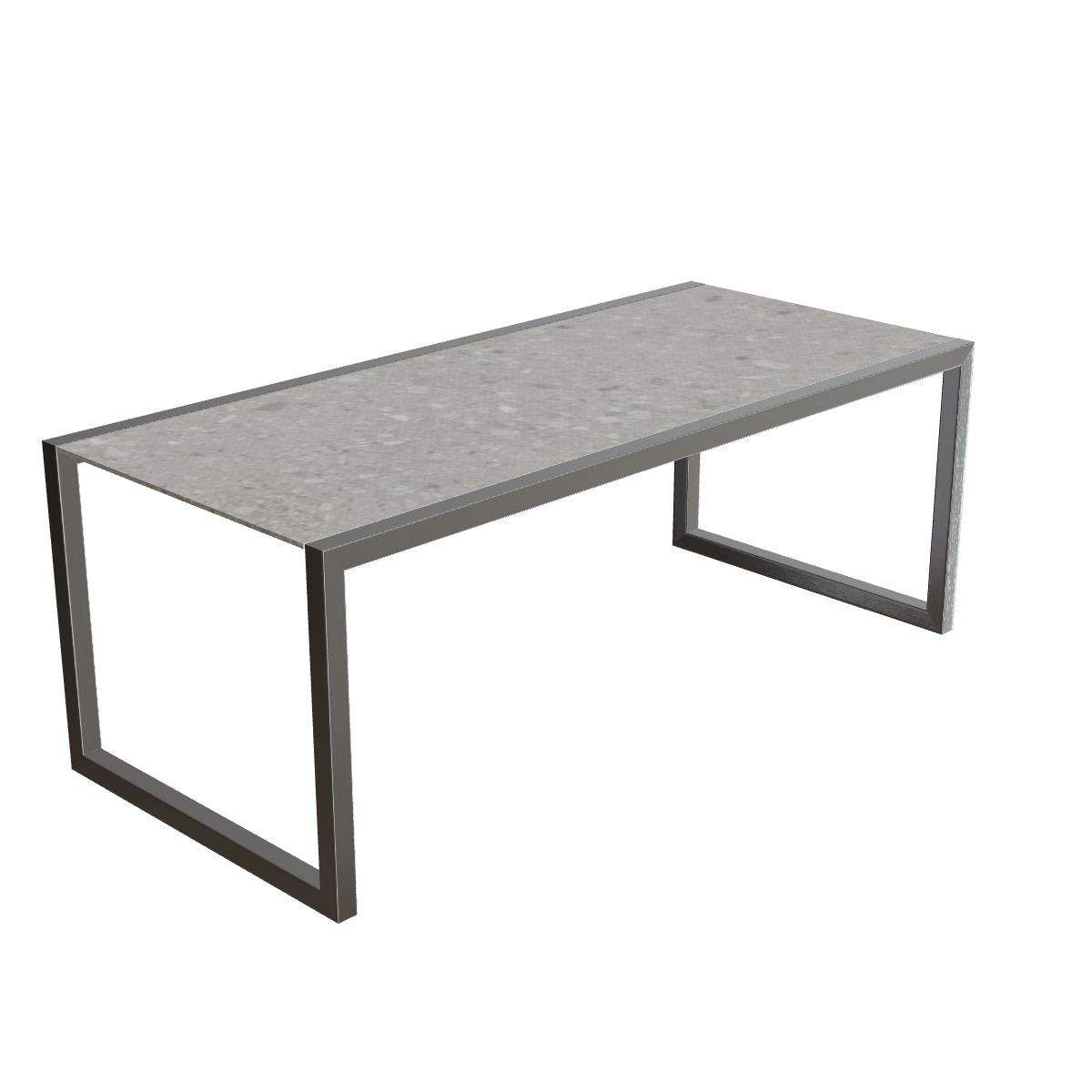 Royal Botania Ninix Tisch 200 x 90 cm, Gestell Edelstahl gebürstet, Keramik grau gemustert (Ceppo Dolomitica)