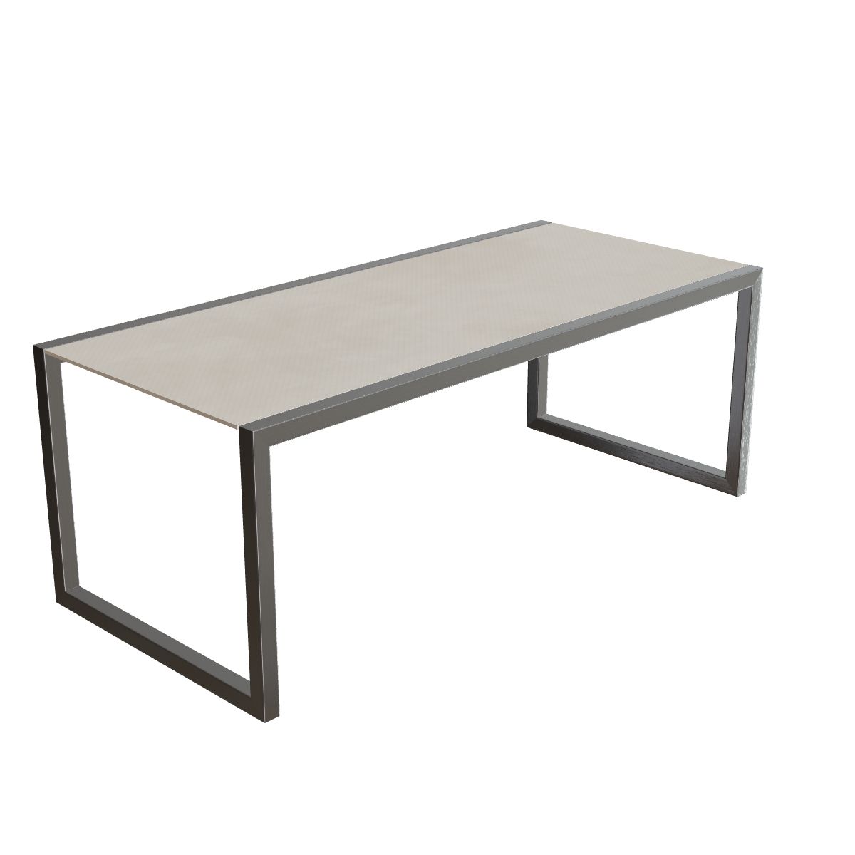Royal Botania Ninix Tisch 200 x 90 cm, Gestell Edelstahl gebürstet, Keramik zementgrau (Cemento Luminoso)