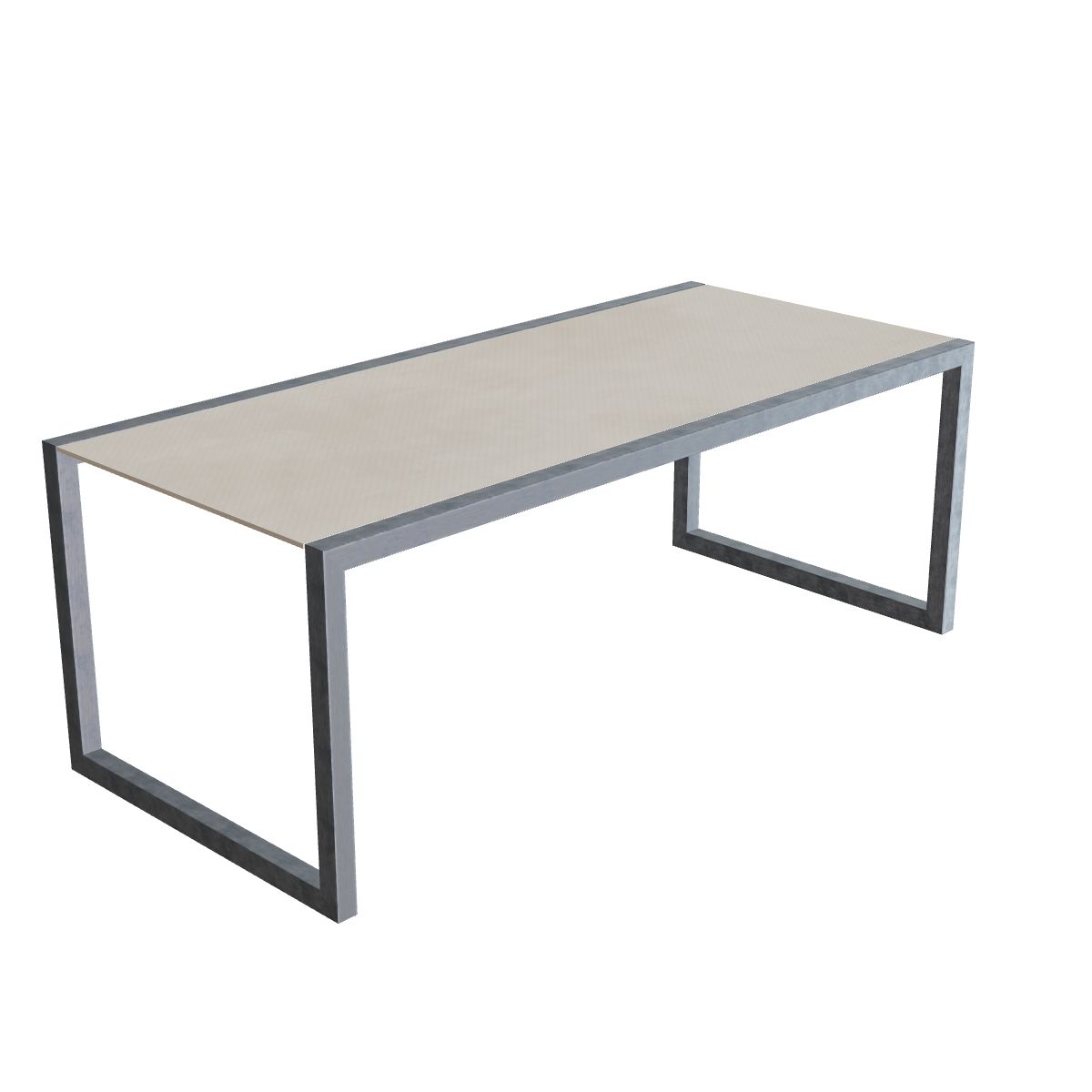 Royal Botania Ninix Tisch 200 x 90 cm, Gestell Edelstahl elektropoliert, Keramik zementgrau (Cemento Luminoso)