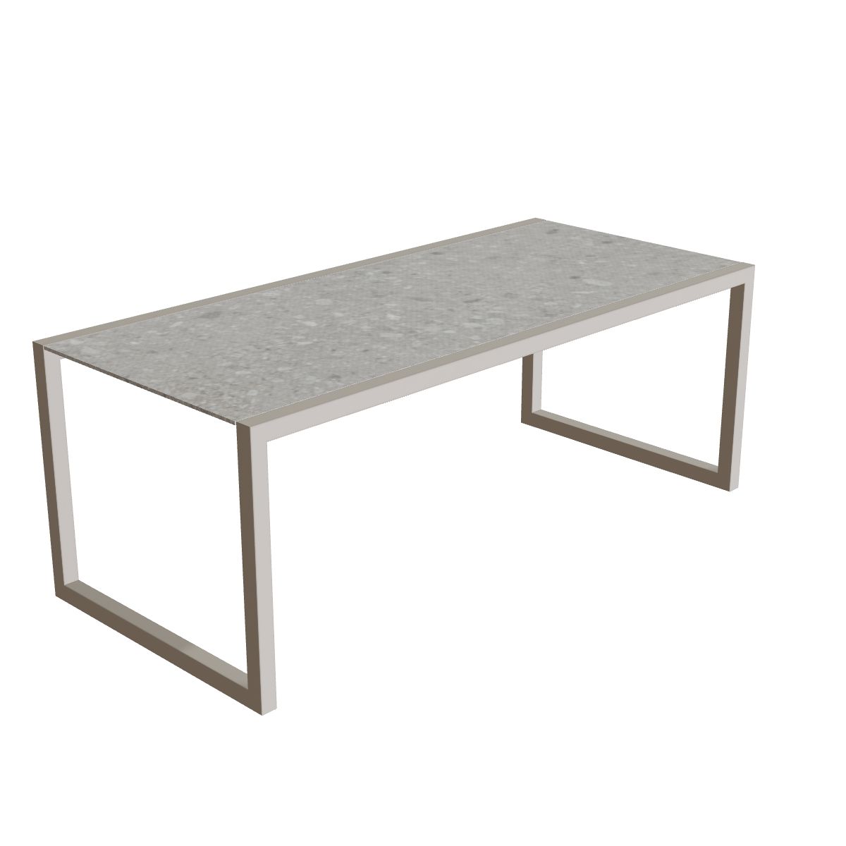 Royal Botania Ninix Tisch 200 x 90 cm, Gestell pebble, Keramik grau gemustert (Ceppo Dolomitica)