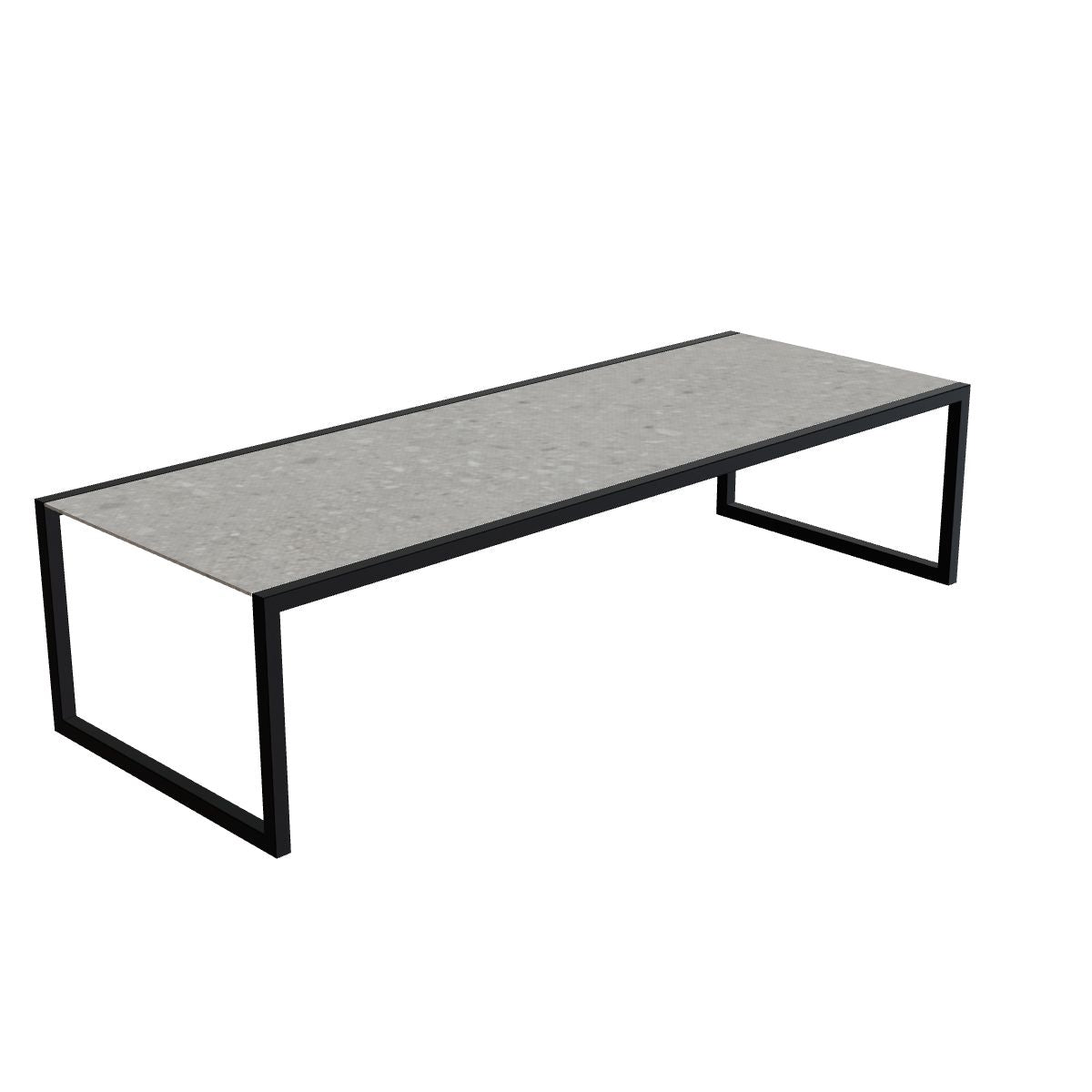 Royal Botania Ninix Tisch 300 x 110 cm, Gestell anthrazit, Keramik grau gemustert (Ceppo Dolomitica)