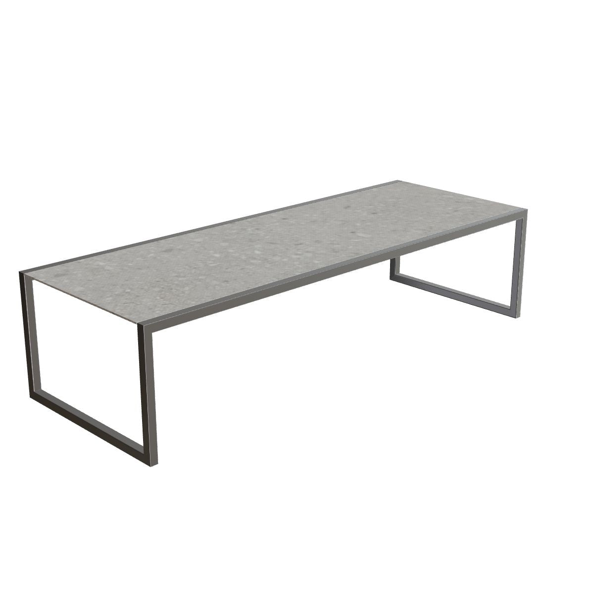 Royal Botania Ninix Tisch 300 x 110 cm, Gestell Edelstahl gebürstet, Keramik grau gemustert (Ceppo Dolomitica)