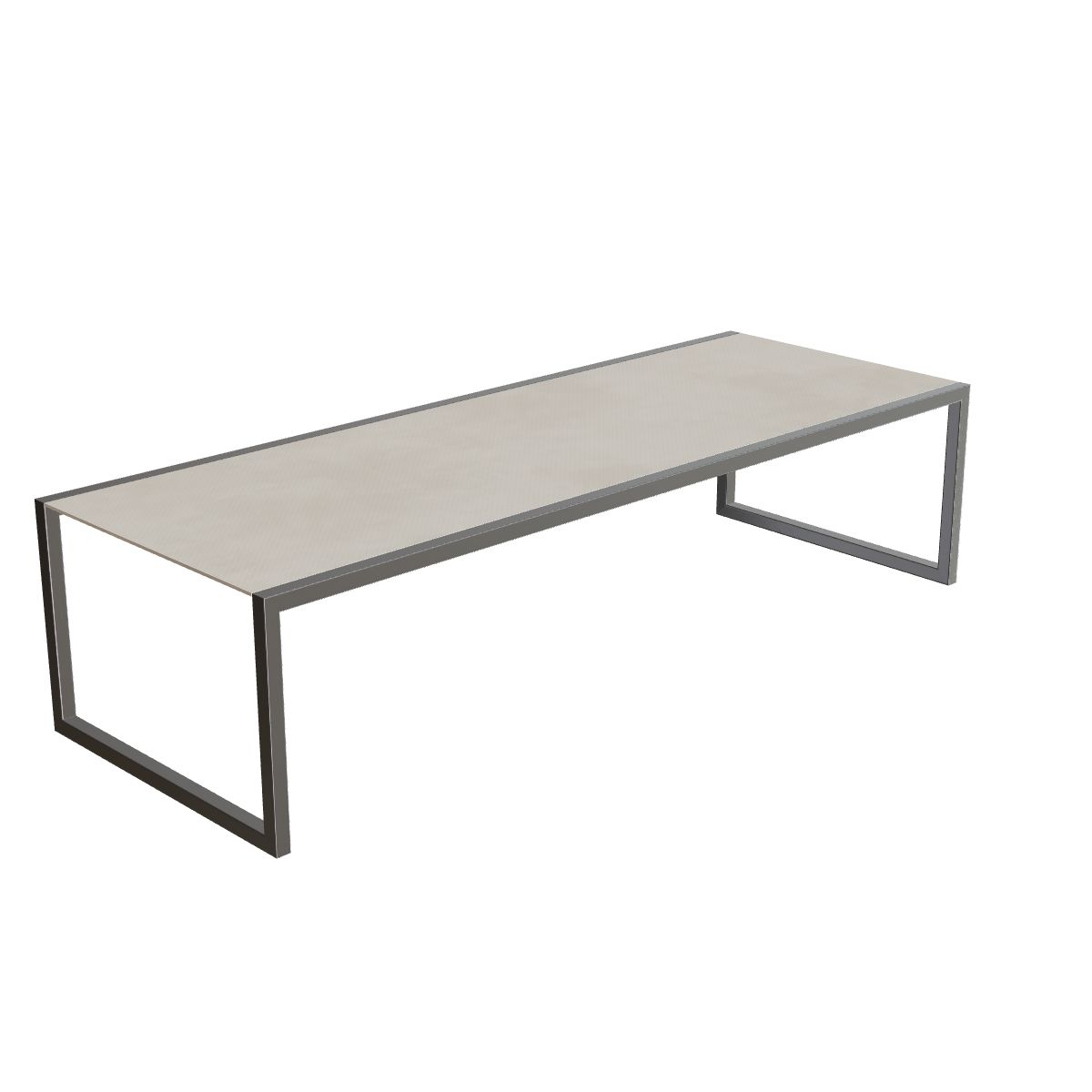 Royal Botania Ninix Tisch 300 x 110 cm, Gestell Edelstahl gebürstet, Keramik zementgrau (Cemento Luminoso)
