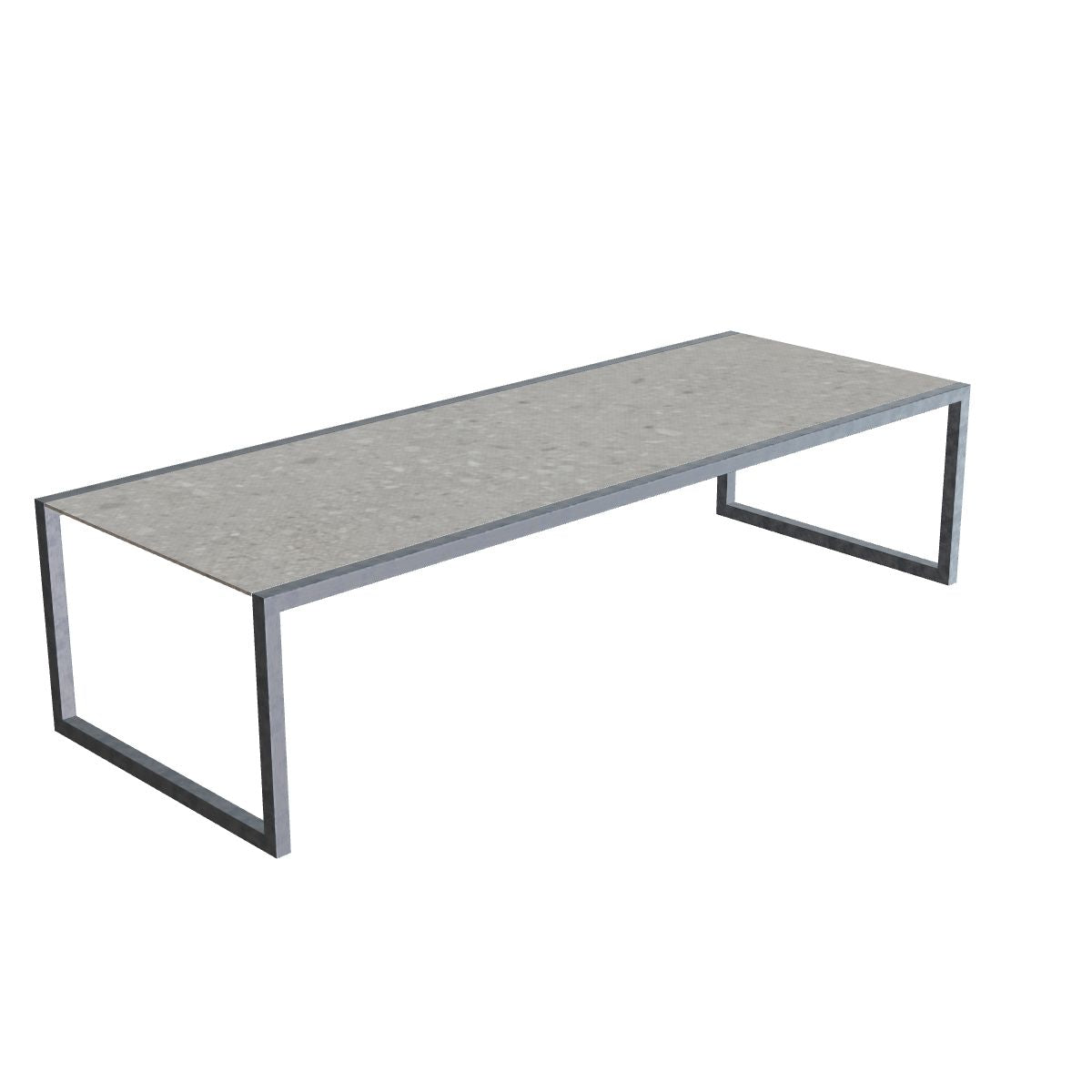 Royal Botania Ninix Tisch 300 x 110 cm, Gestell Edelstahl elektropoliert, Keramik grau gemustert (Ceppo Dolomitica)