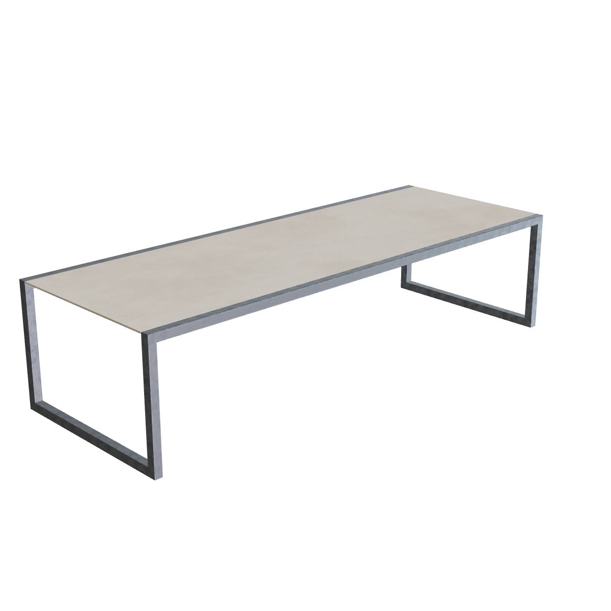 Royal Botania Ninix Tisch 300 x 110 cm, Gestell Edelstahl elektropoliert, Keramik zementgrau (Cemento Luminoso)