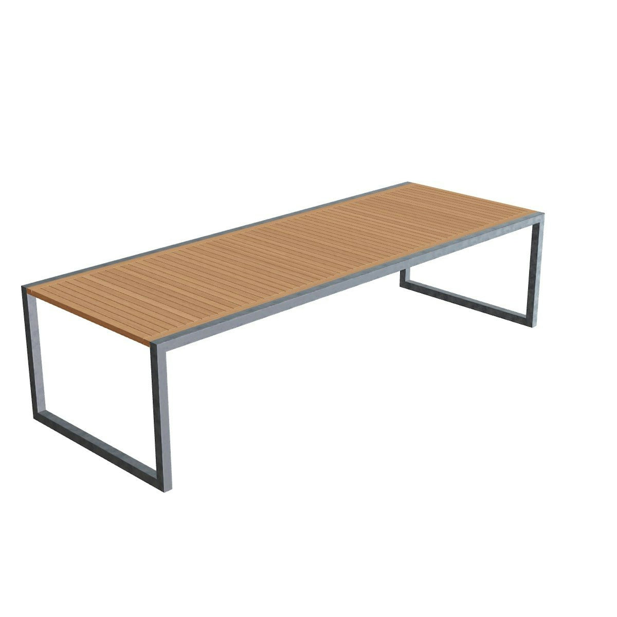 Royal Botania Ninix Tisch 300 x 110 cm – Edelstahl elektropoliert · Teak