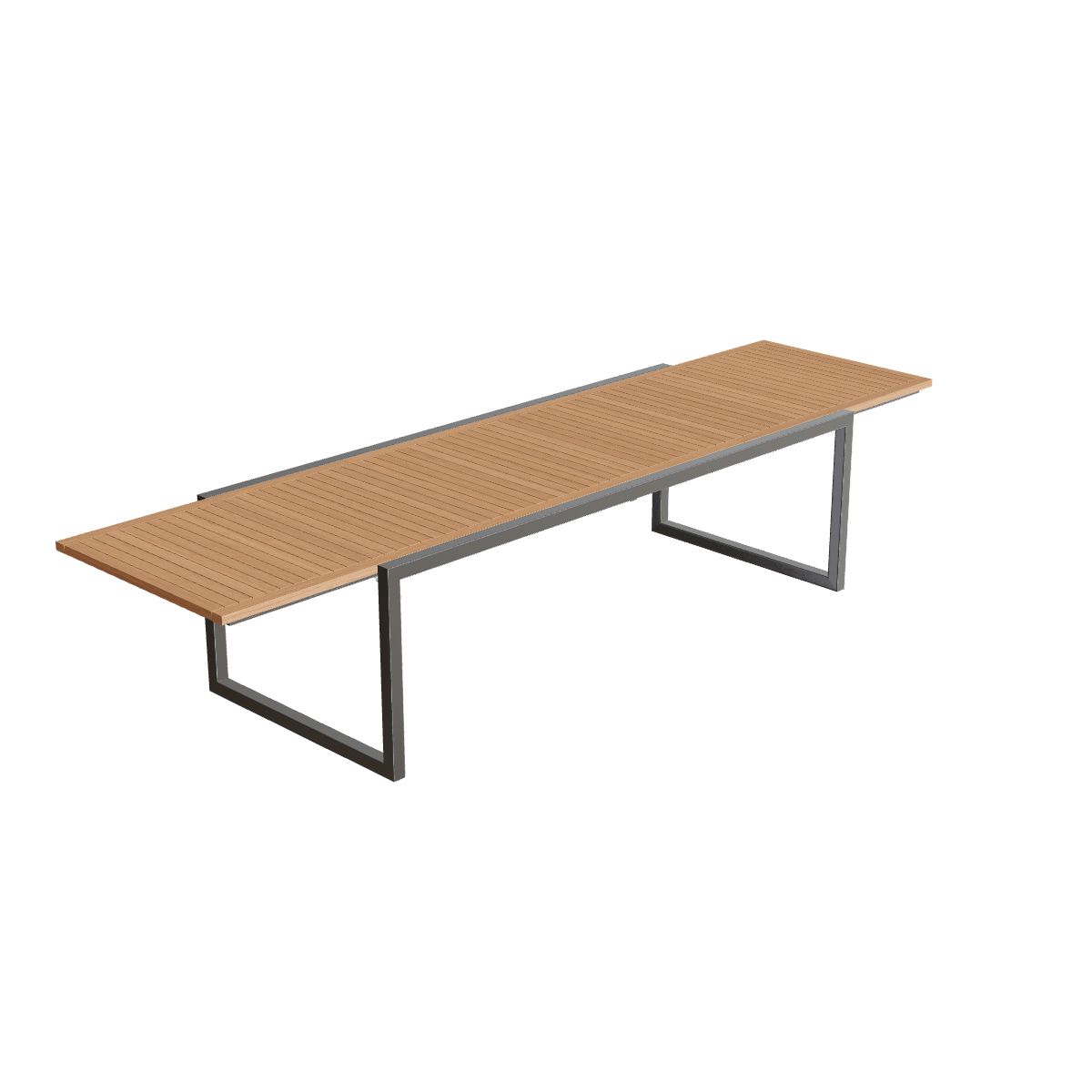 Royal Botania Ninix Tisch ausziehbar 240–360 cm, Gestell Edelstahl gebürstet, Teak