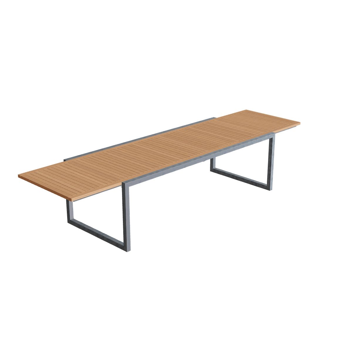 Royal Botania Ninix Tisch ausziehbar 240–360 cm, Gestell Edelstahl elektropoliert, Teak