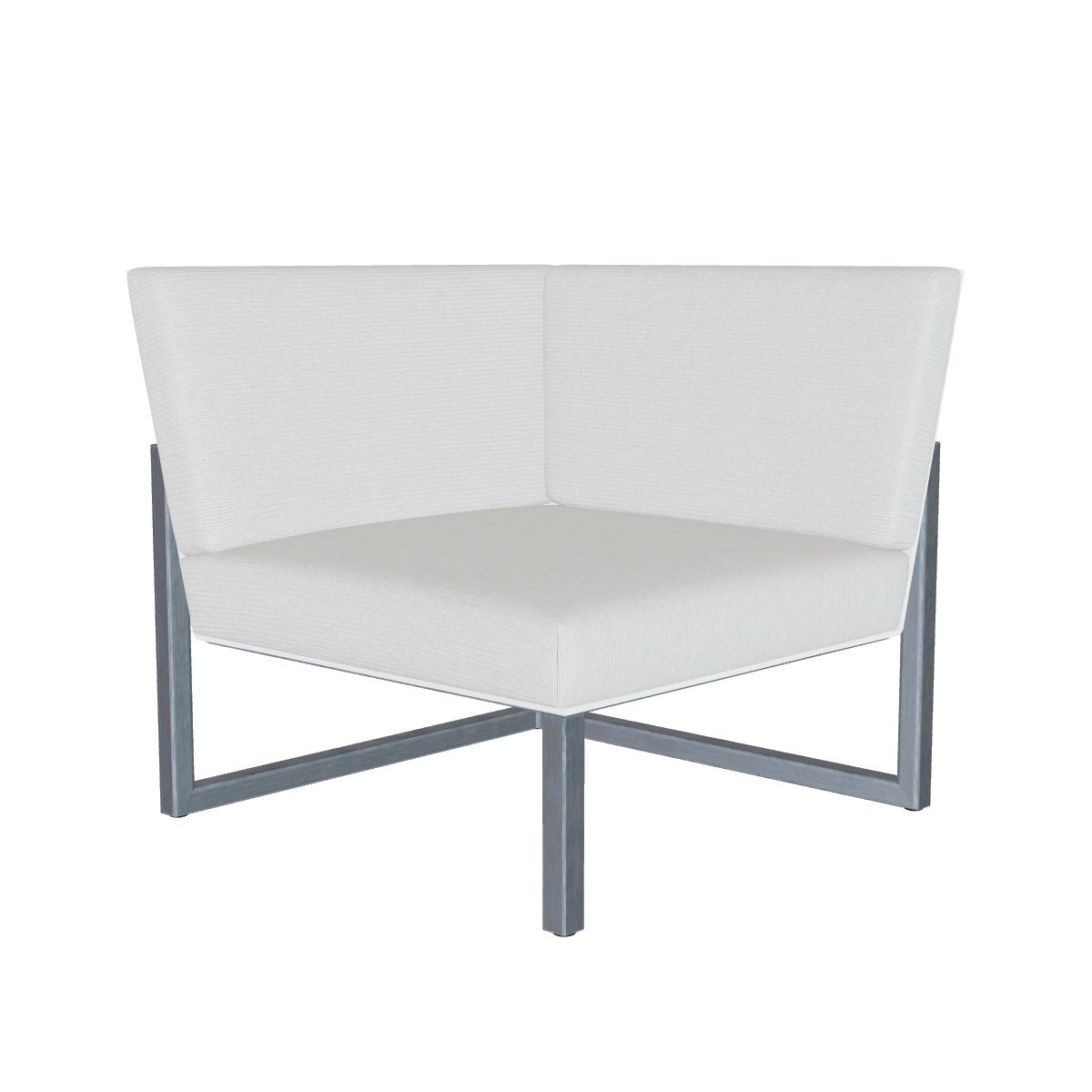 Royal Botania Ninix Lounge Eckelement 80CT, Edelstahl elektropoliert, Batyline weiß (white)