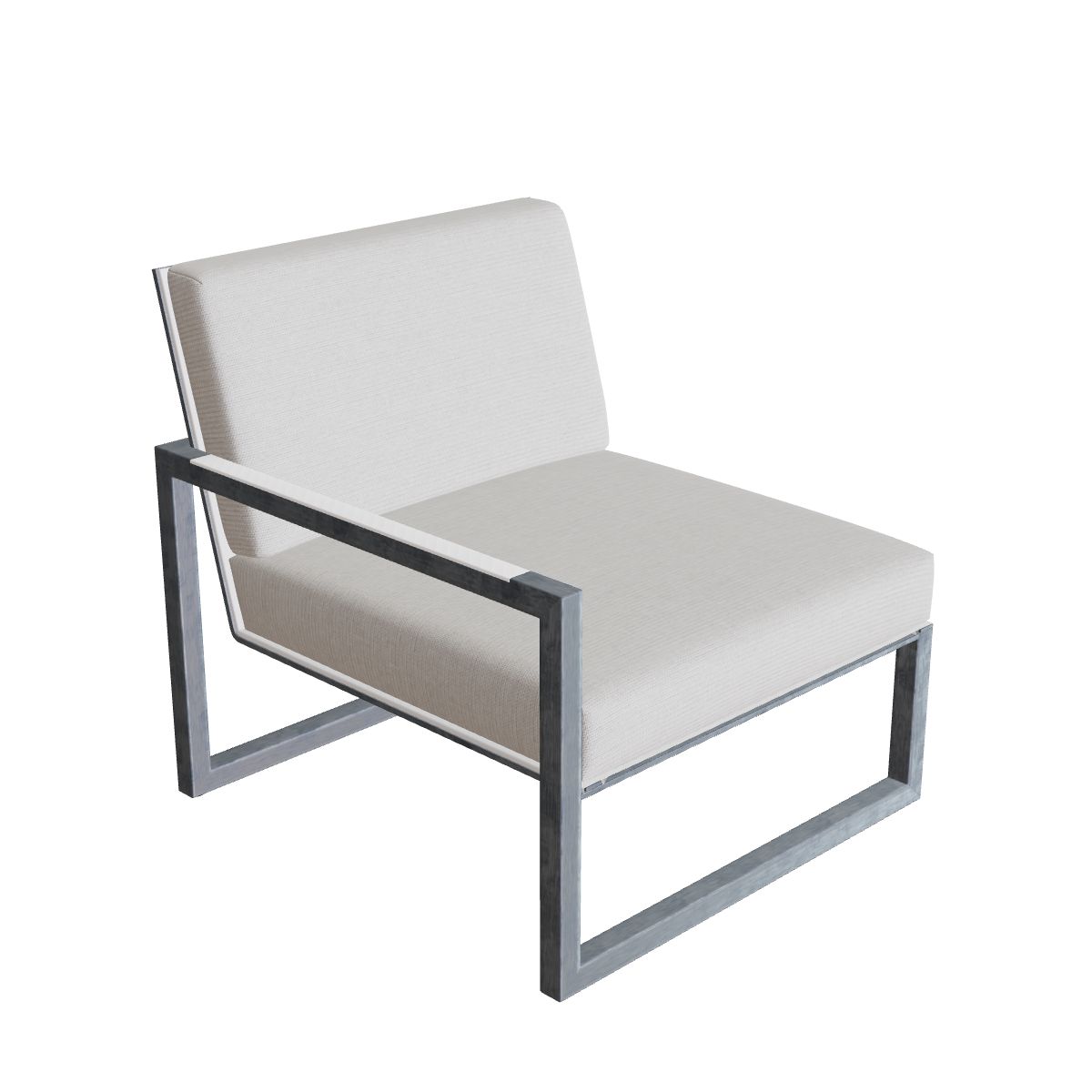Royal Botania Ninix Lounge Endelement 80RT rechts, Edelstahl elektropoliert, Batyline weiß (white)