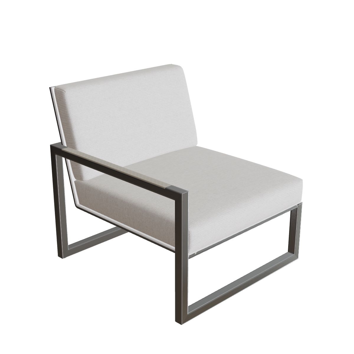 Royal Botania Ninix Lounge Endelement 80RT rechts, Edelstahl gebürstet, Batyline weiß (white)