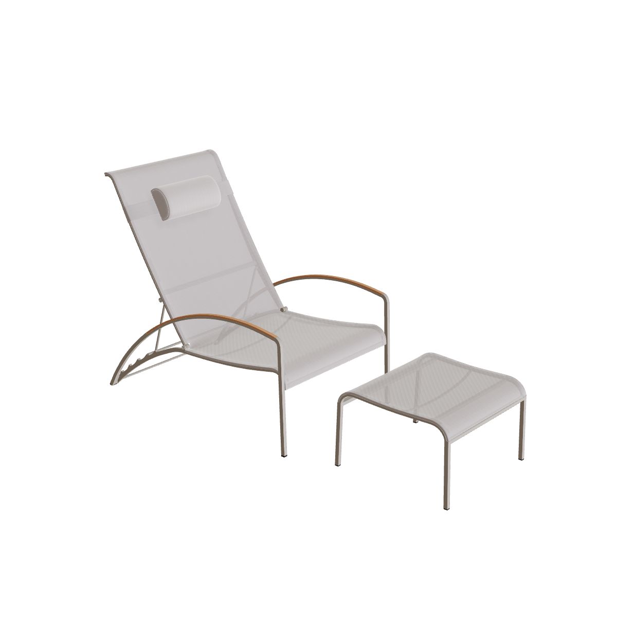 Royal Botania QT Sonnenliege, Gestell pebble, Batyline perlgrau (pearl grey)