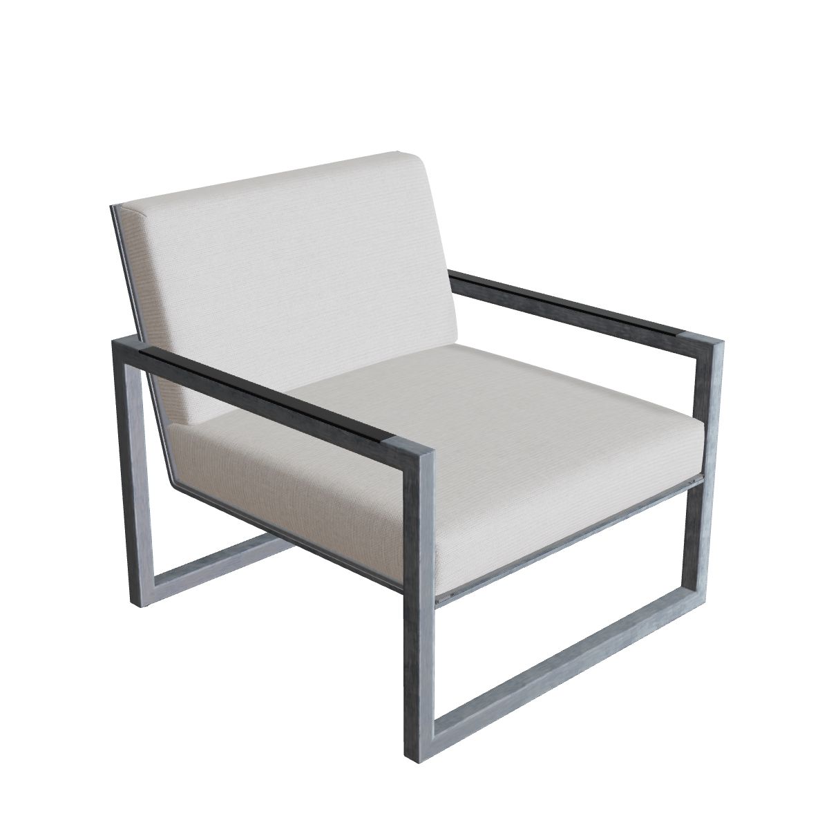 Royal Botania Ninix Lounge Sessel 100T, Edelstahl elektropoliert, Batyline schwarz (black)