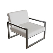 Royal Botania Ninix Lounge Sessel 100T, Edelstahl gebürstet, Batyline weiß (white)
