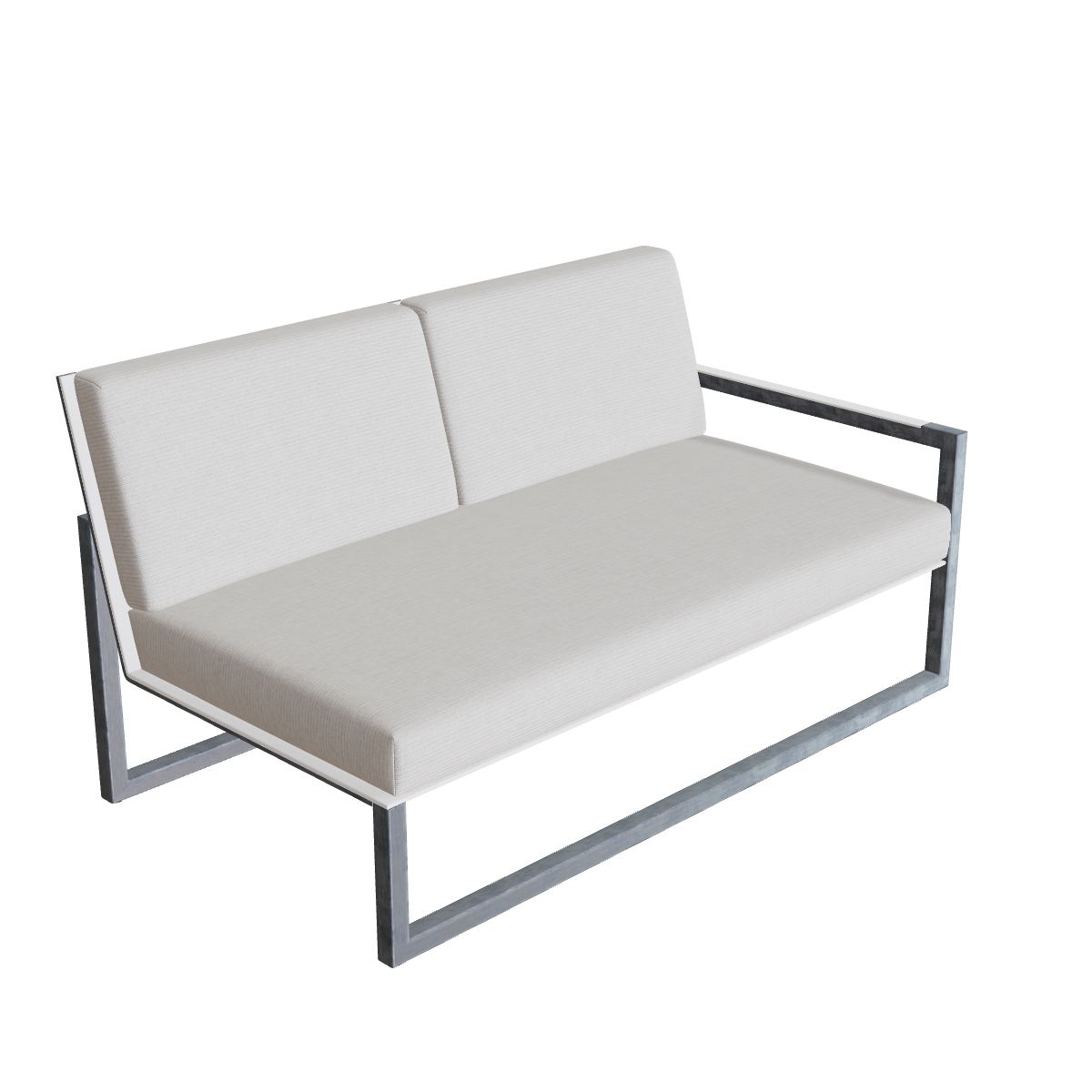 Royal Botania Ninix Lounge Zweisitzer 160LT links, Edelstahl elektropoliert, Batyline weiß (white)