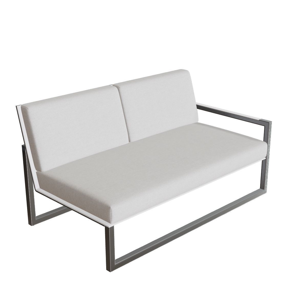 Royal Botania Ninix Lounge Zweisitzer 160LT links, Edelstahl gebürstet, Batyline weiß (white)