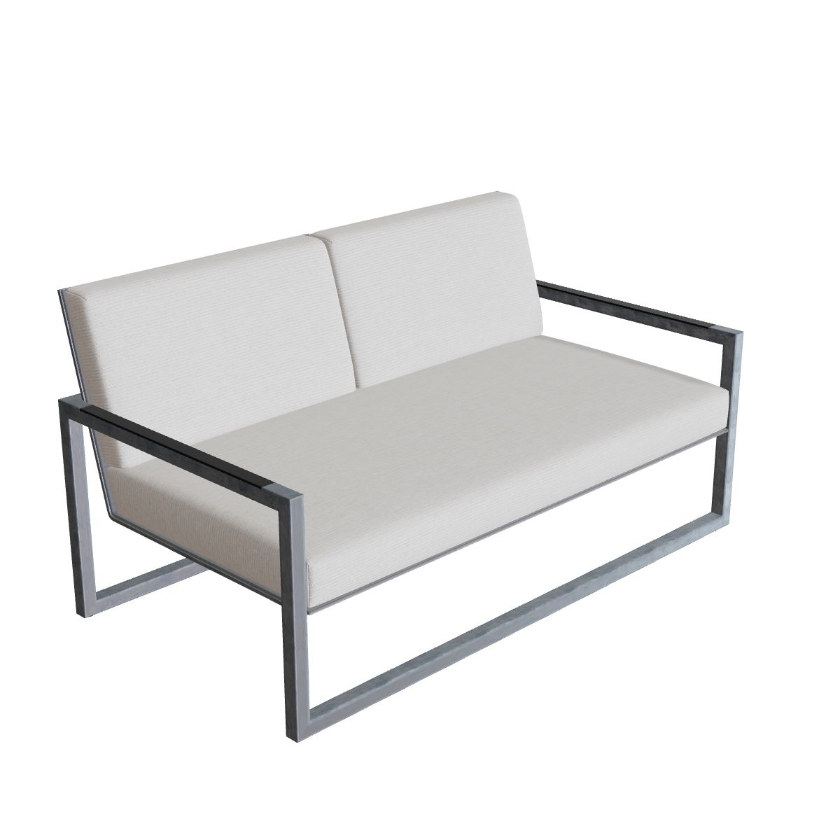 Royal Botania Ninix Lounge Sofa 160T, Edelstahl elektropoliert, Batyline schwarz (black)