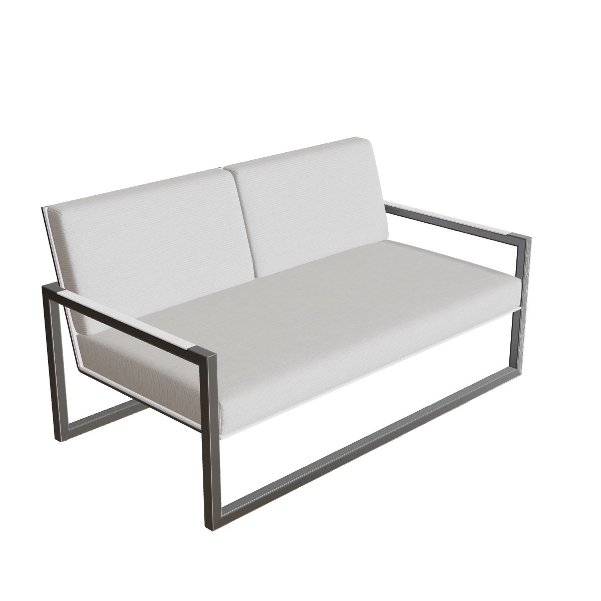 Royal Botania Ninix Lounge Sofa 160T, Edelstahl gebürstet, Batyline weiß (white)