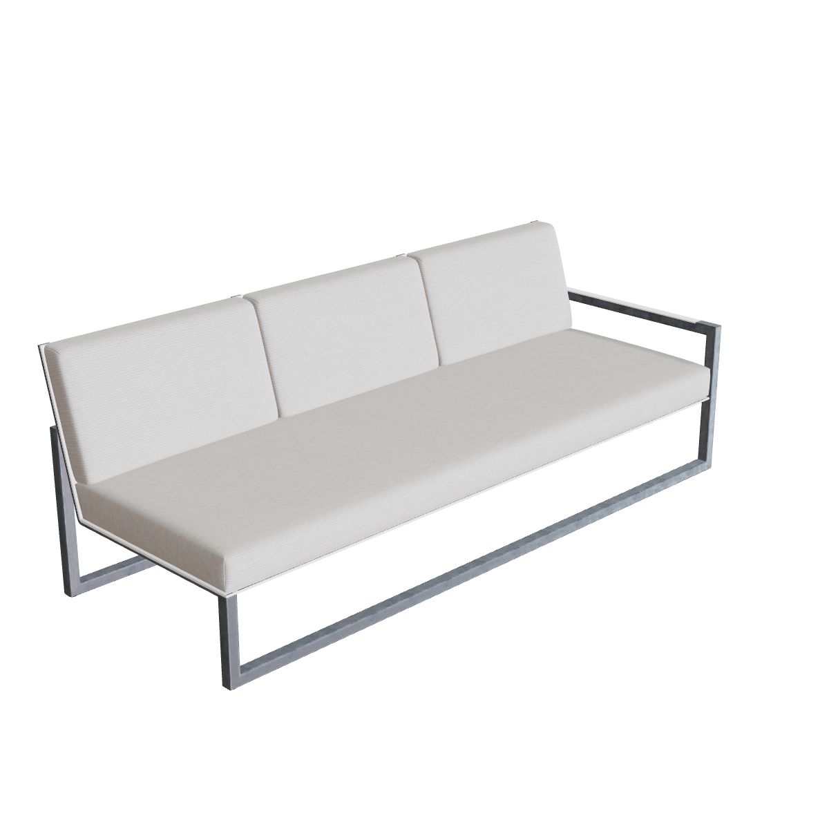 Royal Botania Ninix Lounge Dreisitzer 240LT links, Edelstahl elektropoliert, Batyline weiß (white)