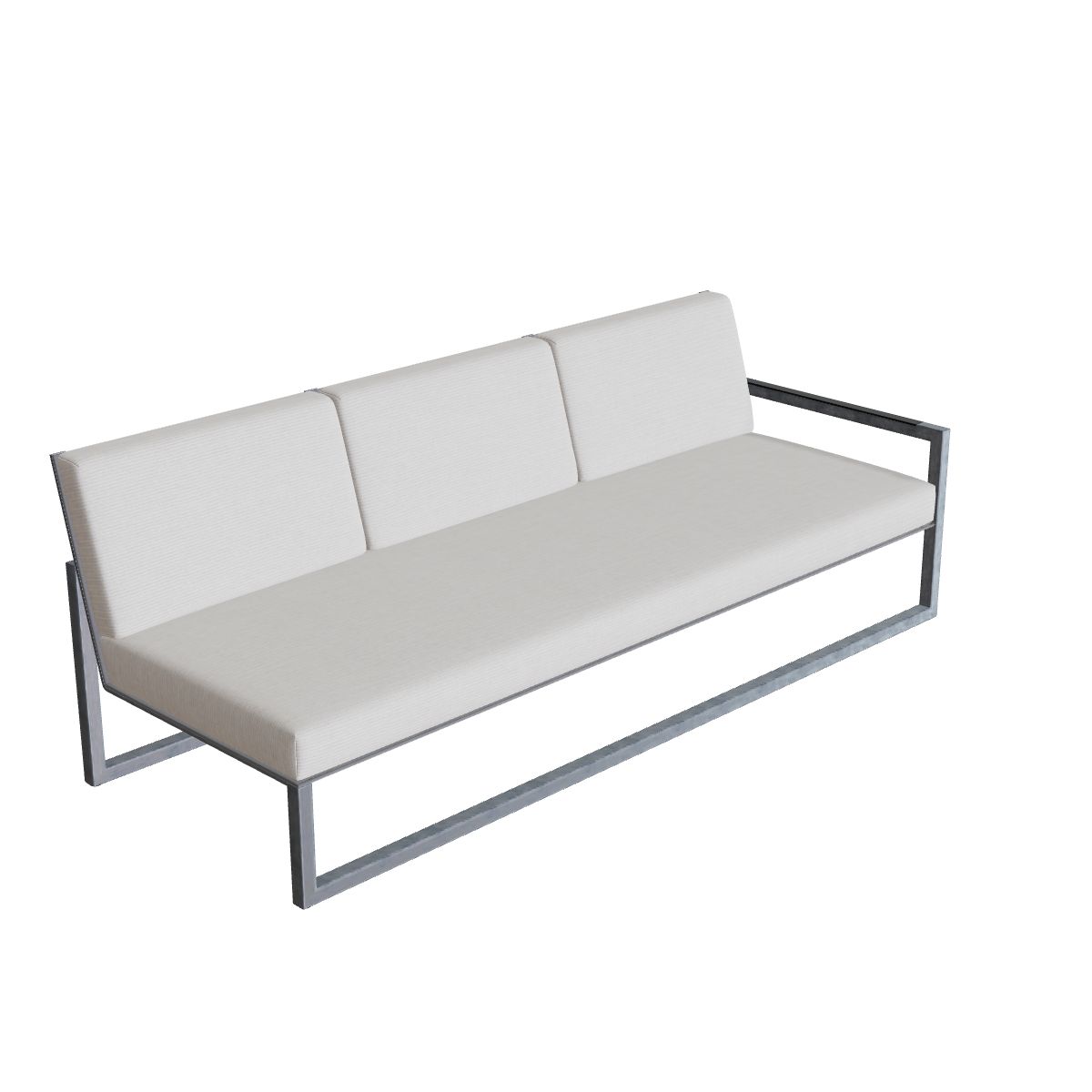 Royal Botania Ninix Lounge Dreisitzer 240LT links, Edelstahl elektropoliert, Batyline schwarz (black)