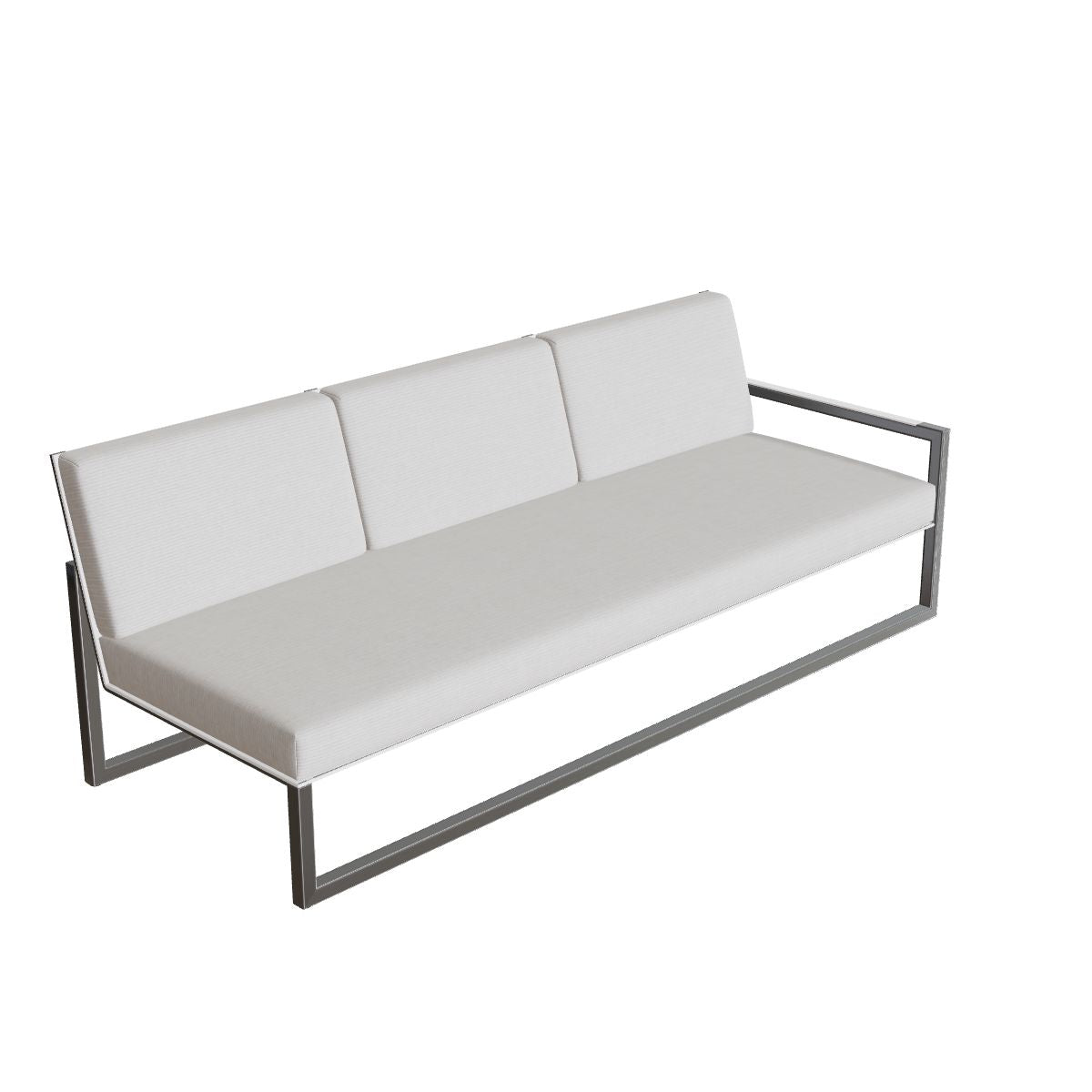Royal Botania Ninix Lounge Dreisitzer 240LT links, Edelstahl gebürstet, Batyline weiß (white)