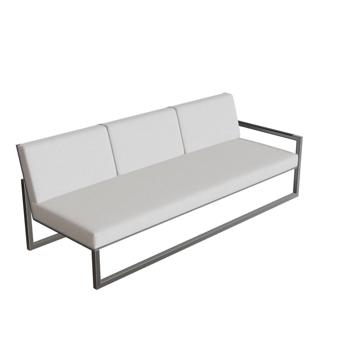 Royal Botania Ninix Lounge Dreisitzer 240LT links, Edelstahl gebürstet, Batyline schwarz (black)
