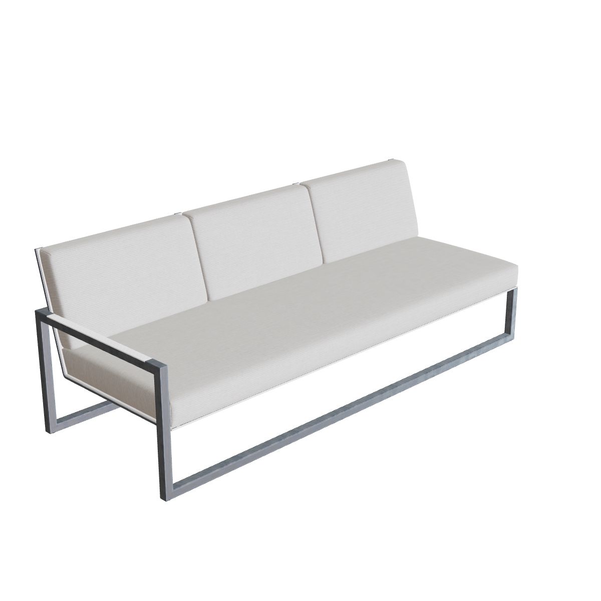 Royal Botania Ninix Lounge Dreisitzer 240RT rechts, Edelstahl elektropoliert, Batyline weiß (white)